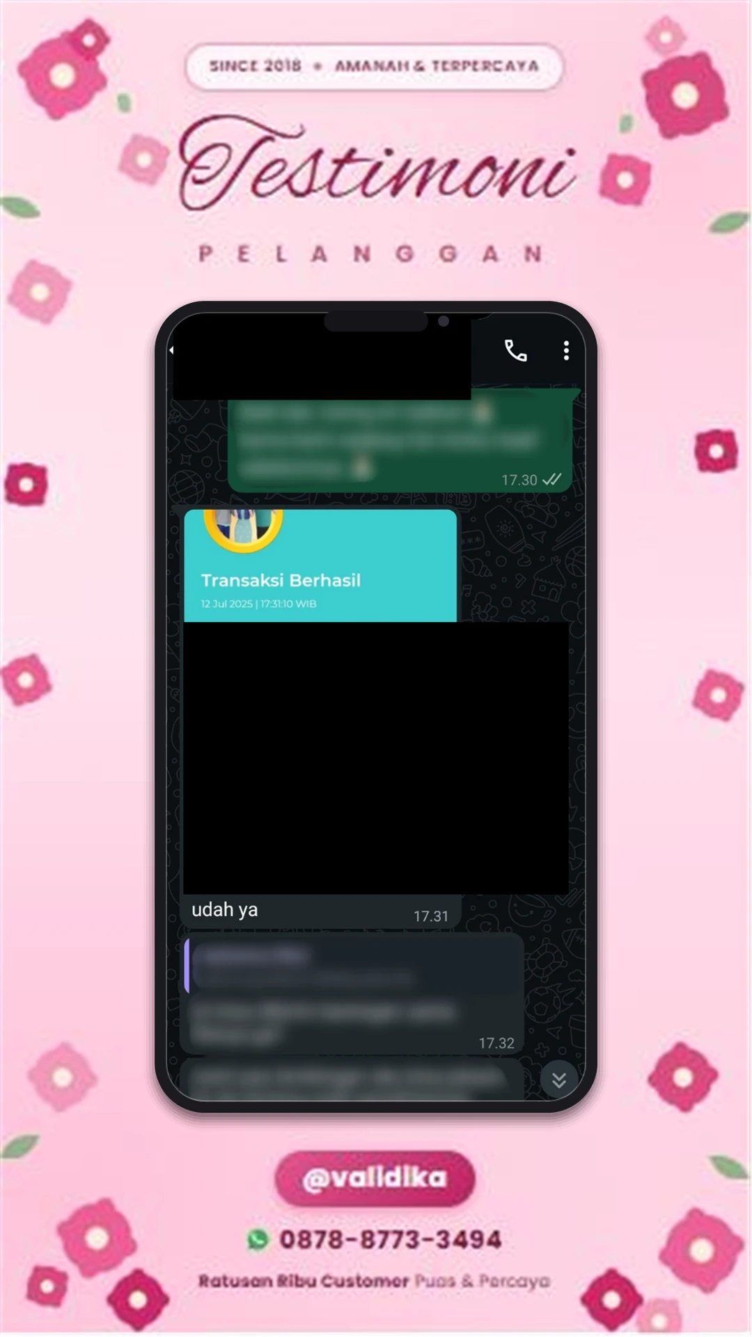 Bukti testimoni pelanggan