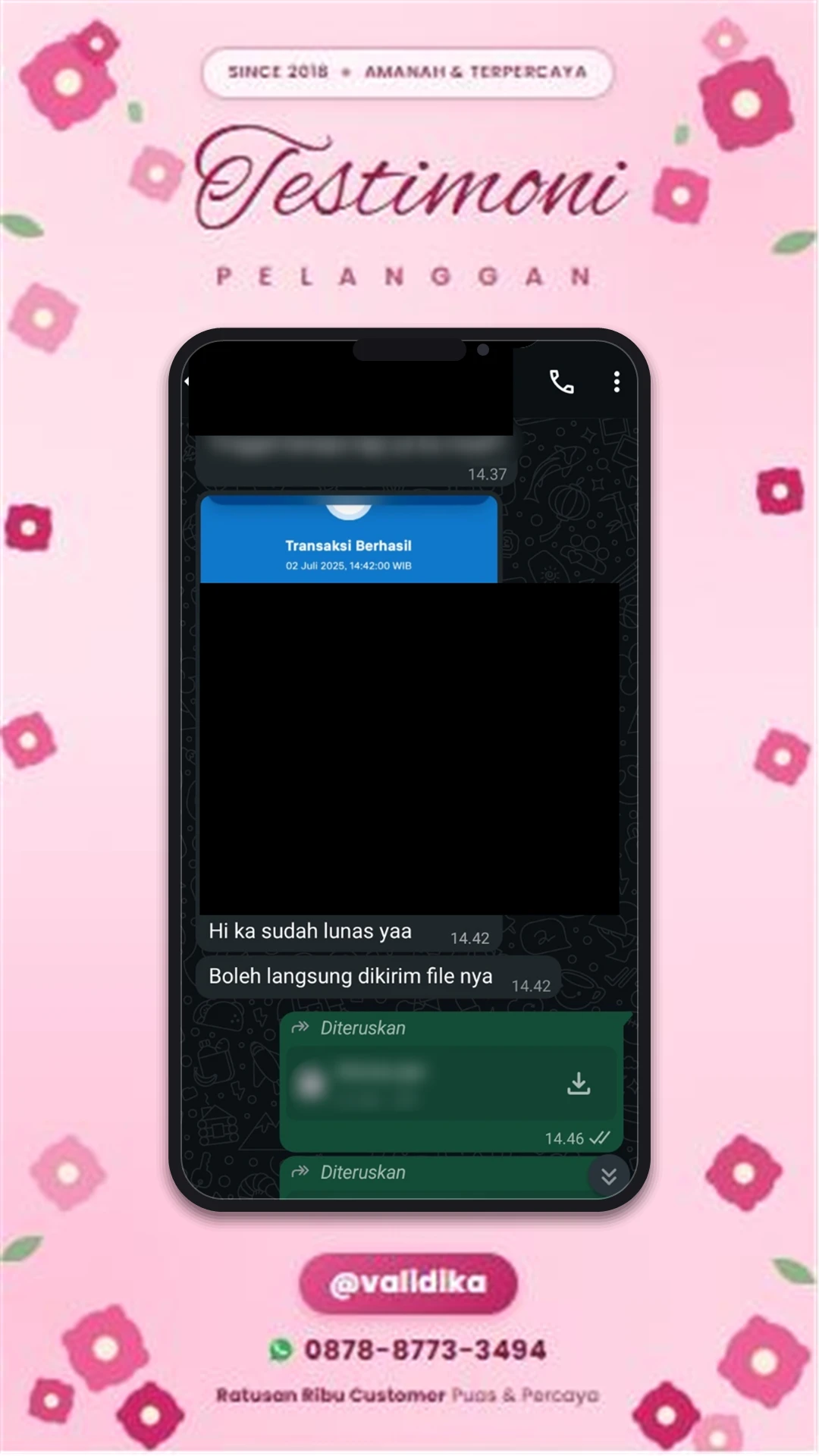 Bukti testimoni pelanggan
