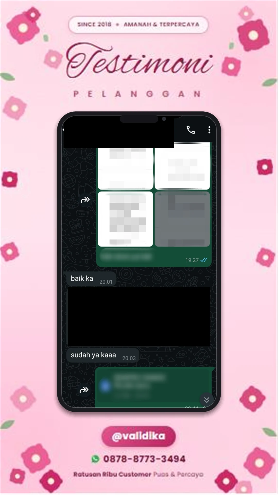 Bukti testimoni pelanggan