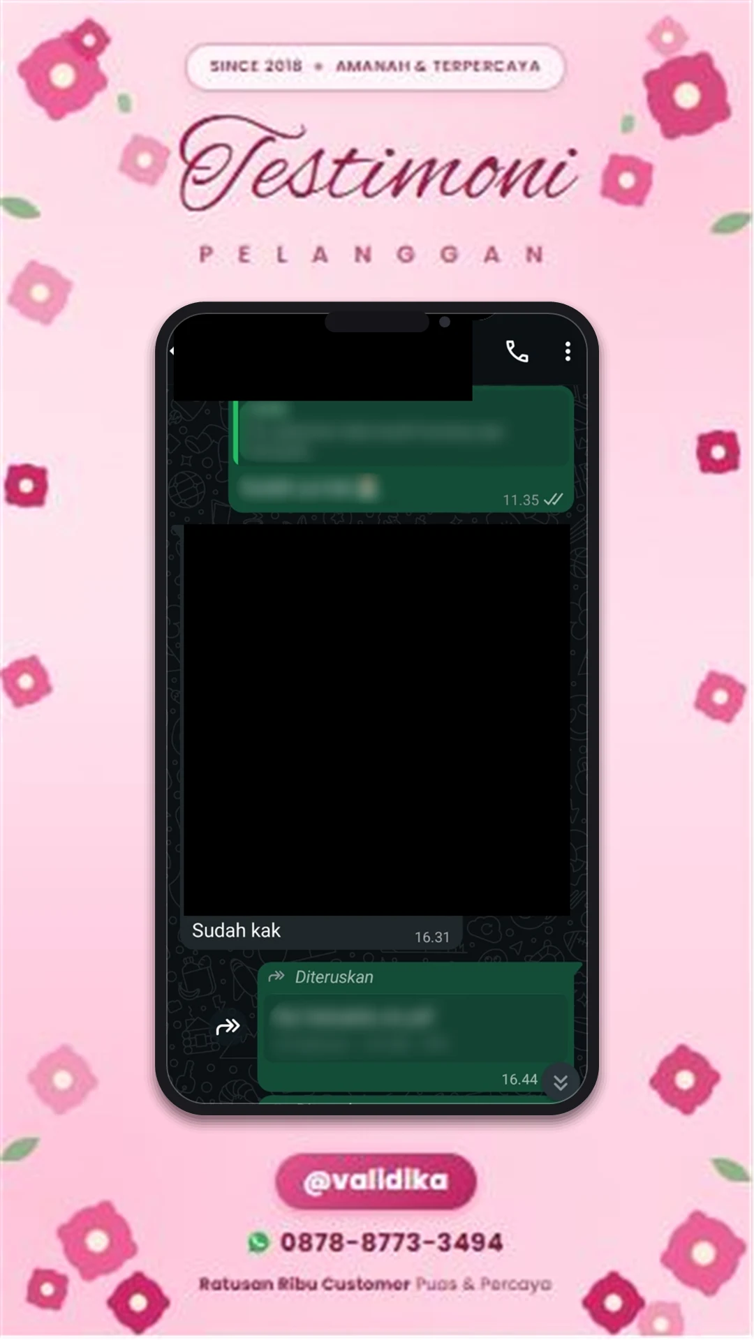 Bukti testimoni pelanggan
