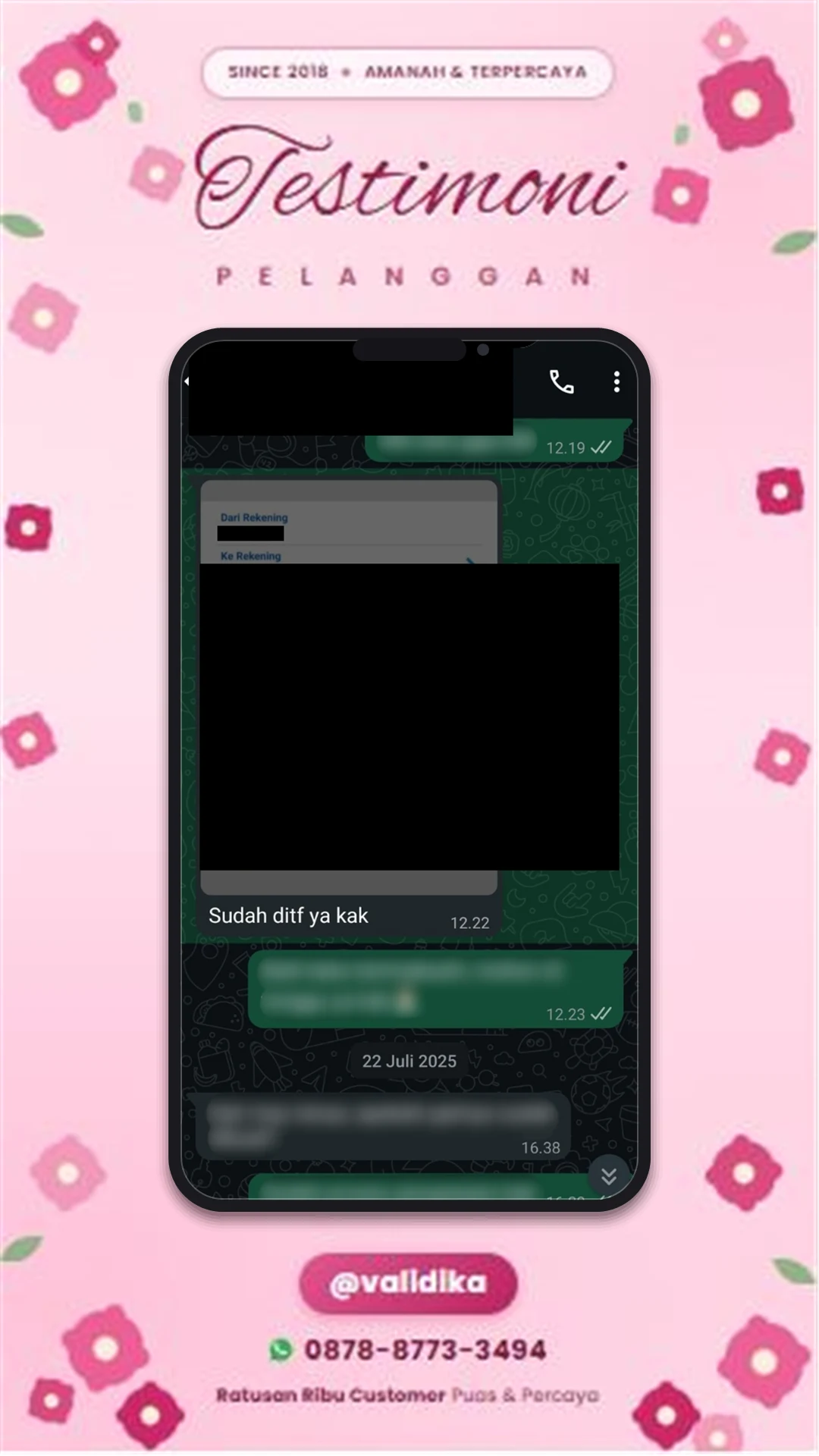 Bukti testimoni pelanggan