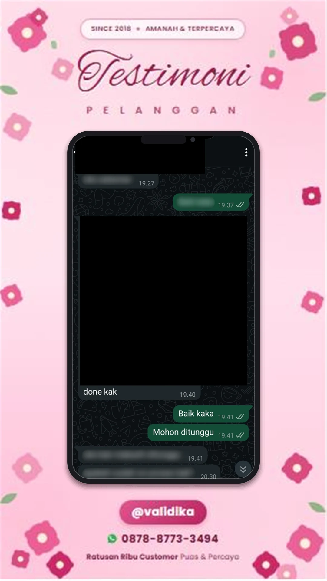Bukti testimoni pelanggan