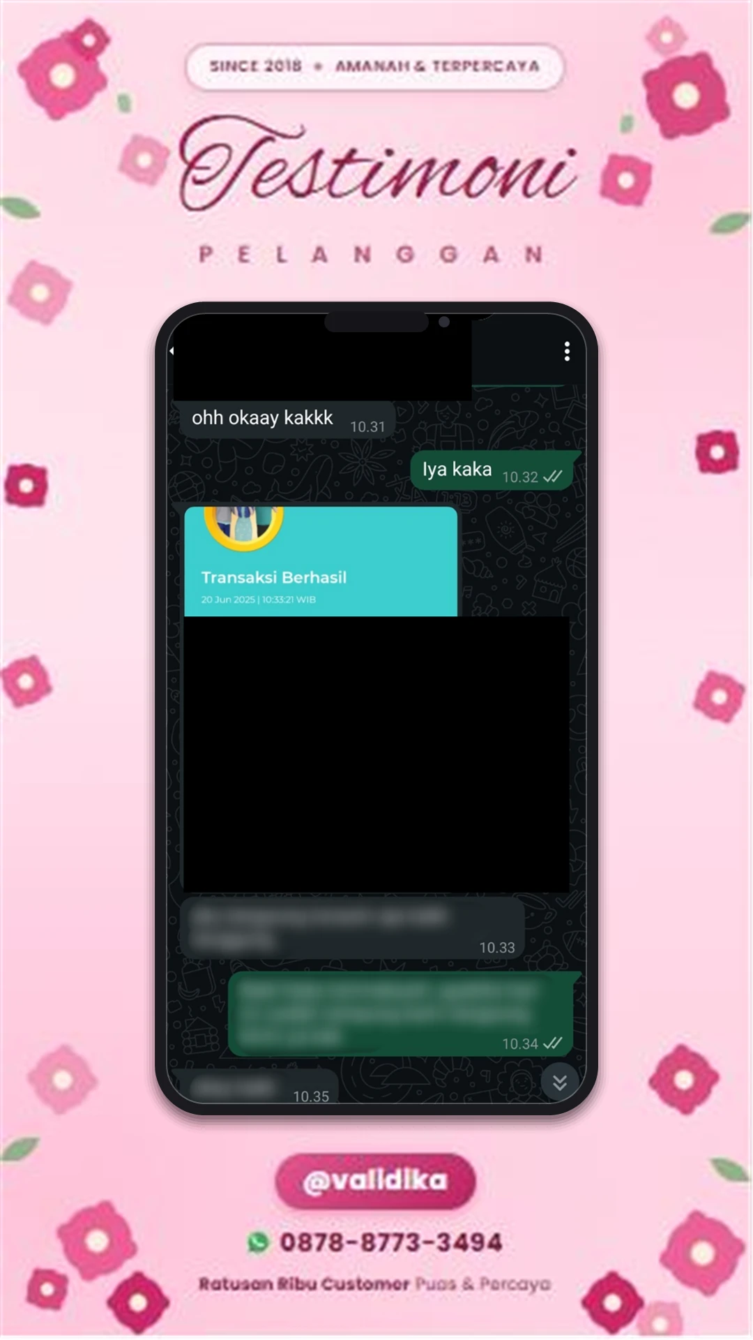 Bukti testimoni pelanggan