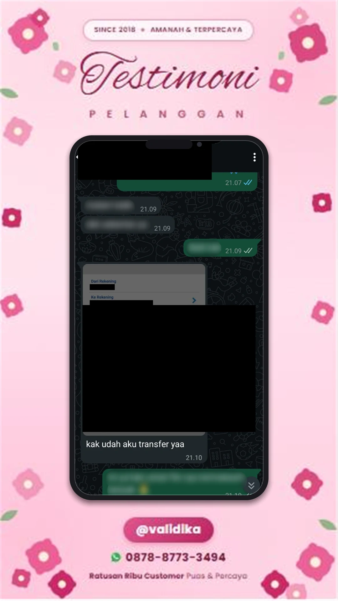 Bukti testimoni pelanggan