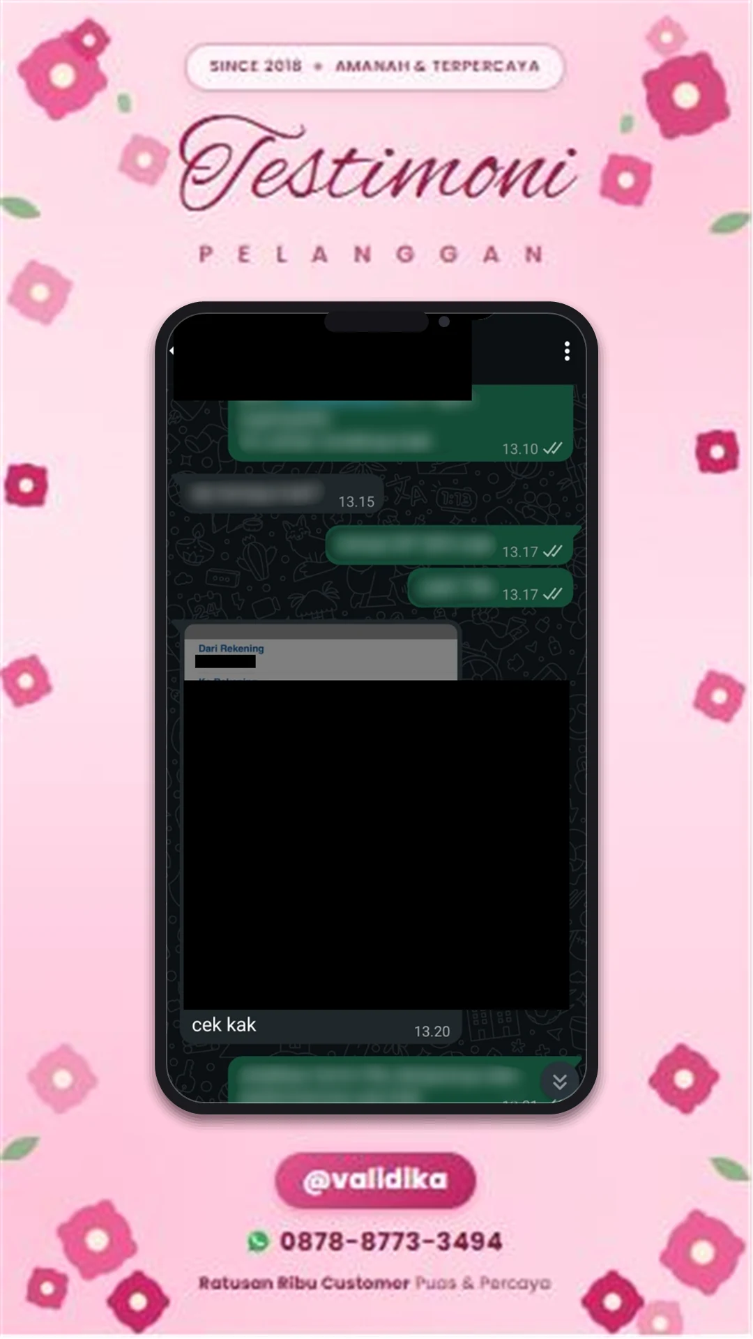 Bukti testimoni pelanggan
