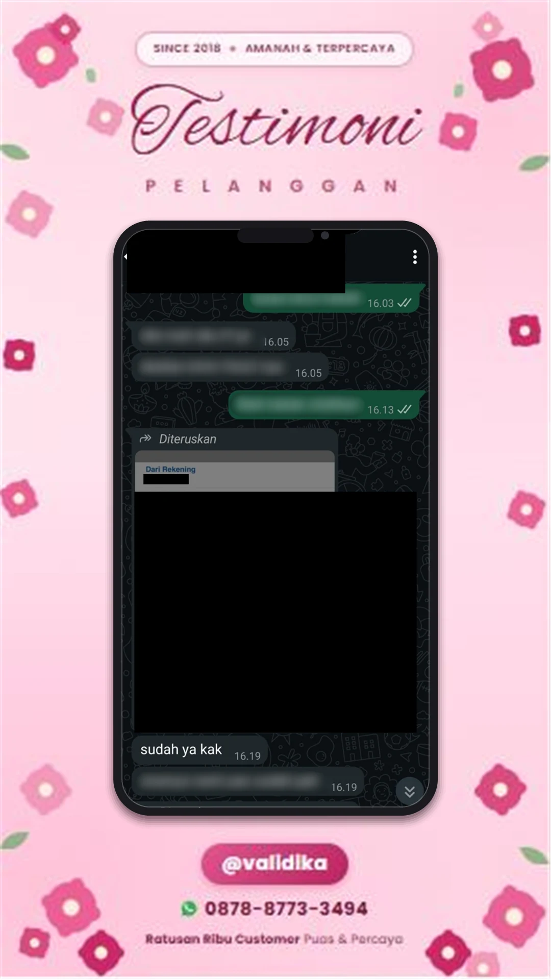 Bukti testimoni pelanggan