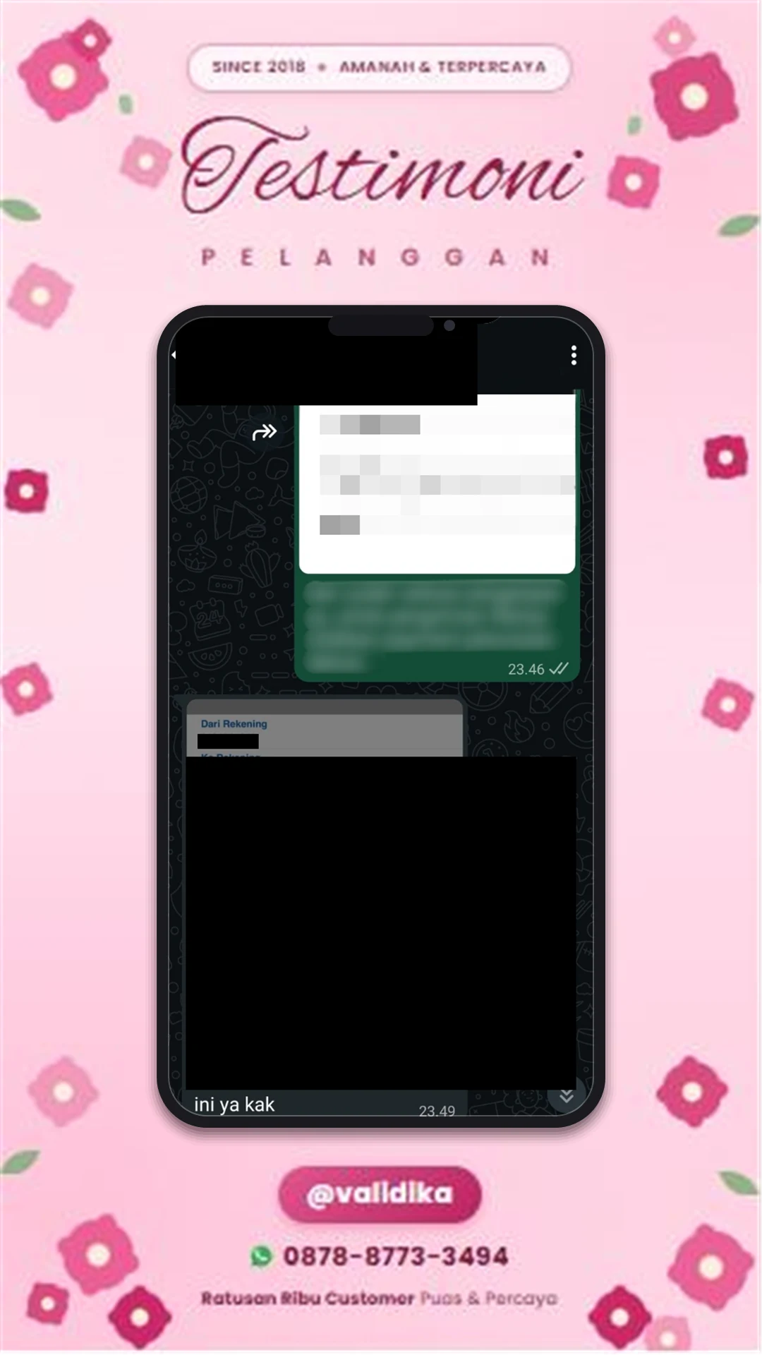 Bukti testimoni pelanggan