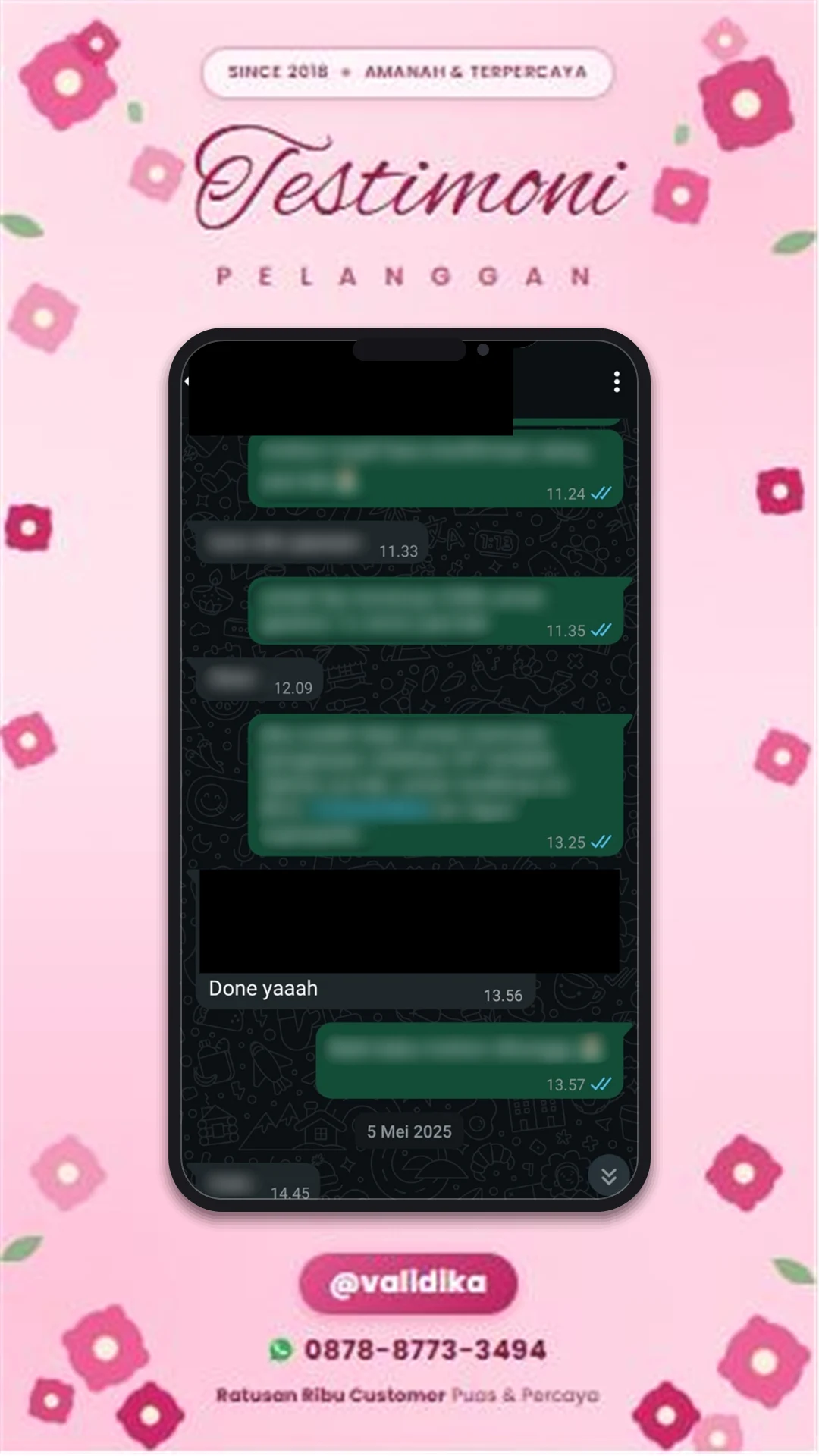 Bukti testimoni pelanggan