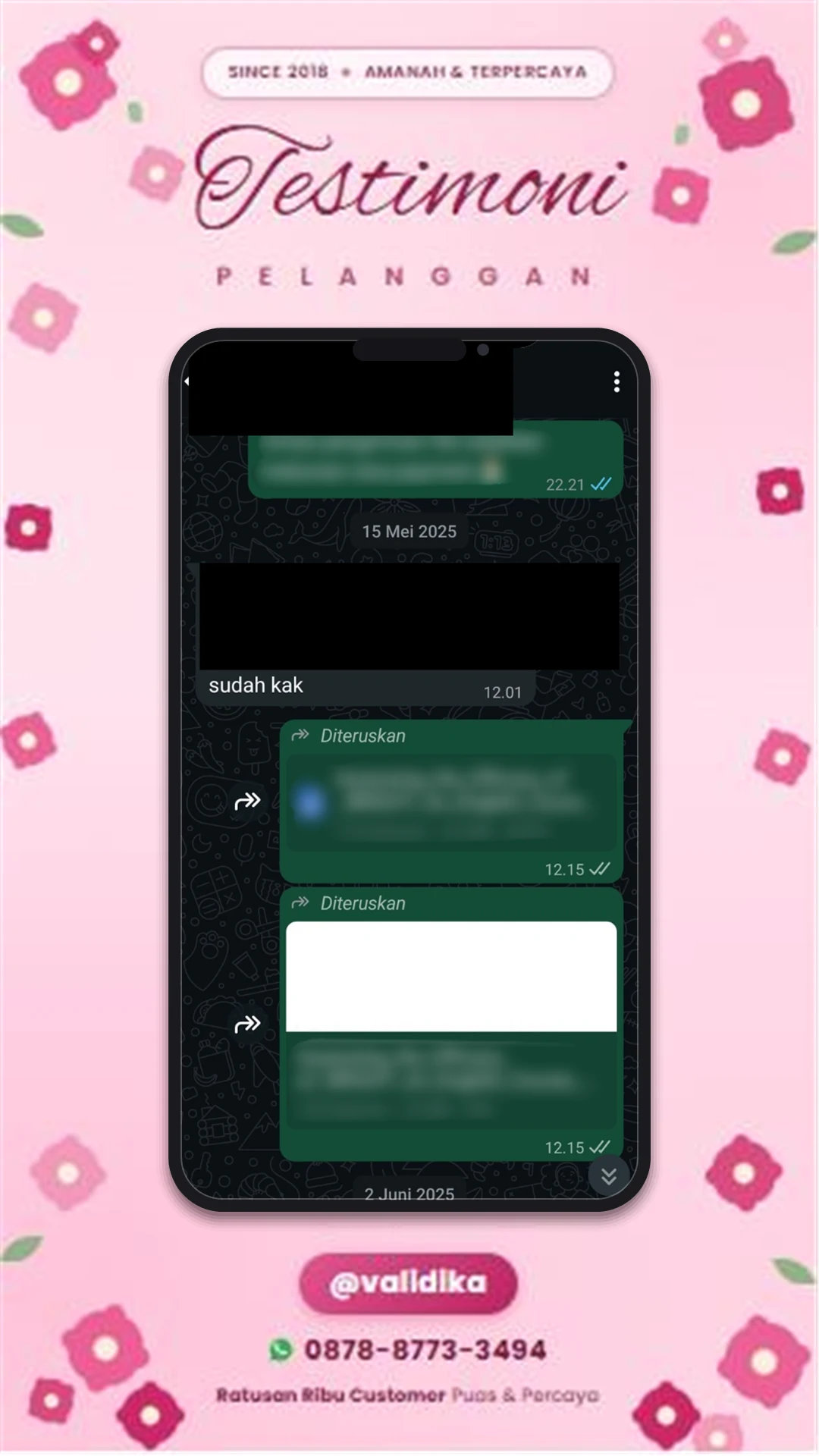Bukti testimoni pelanggan