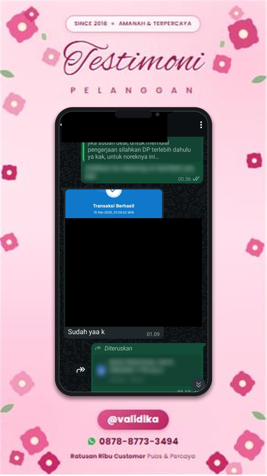 Bukti testimoni pelanggan