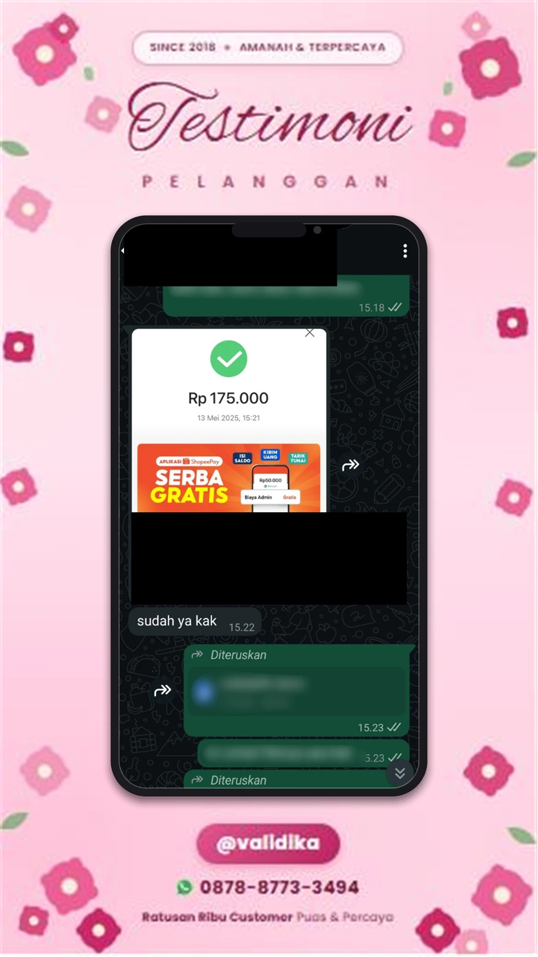 Bukti testimoni pelanggan