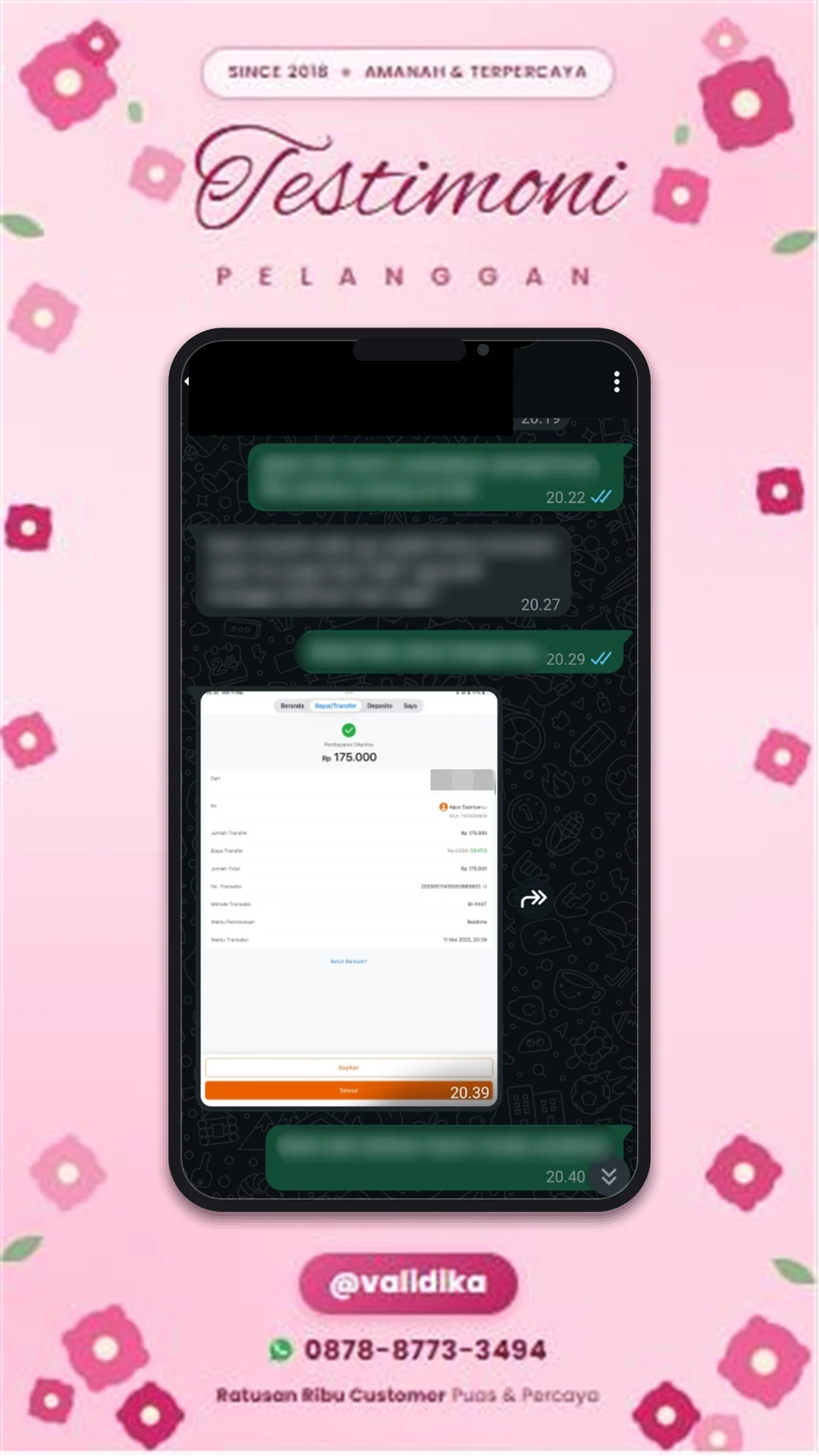 Bukti testimoni pelanggan