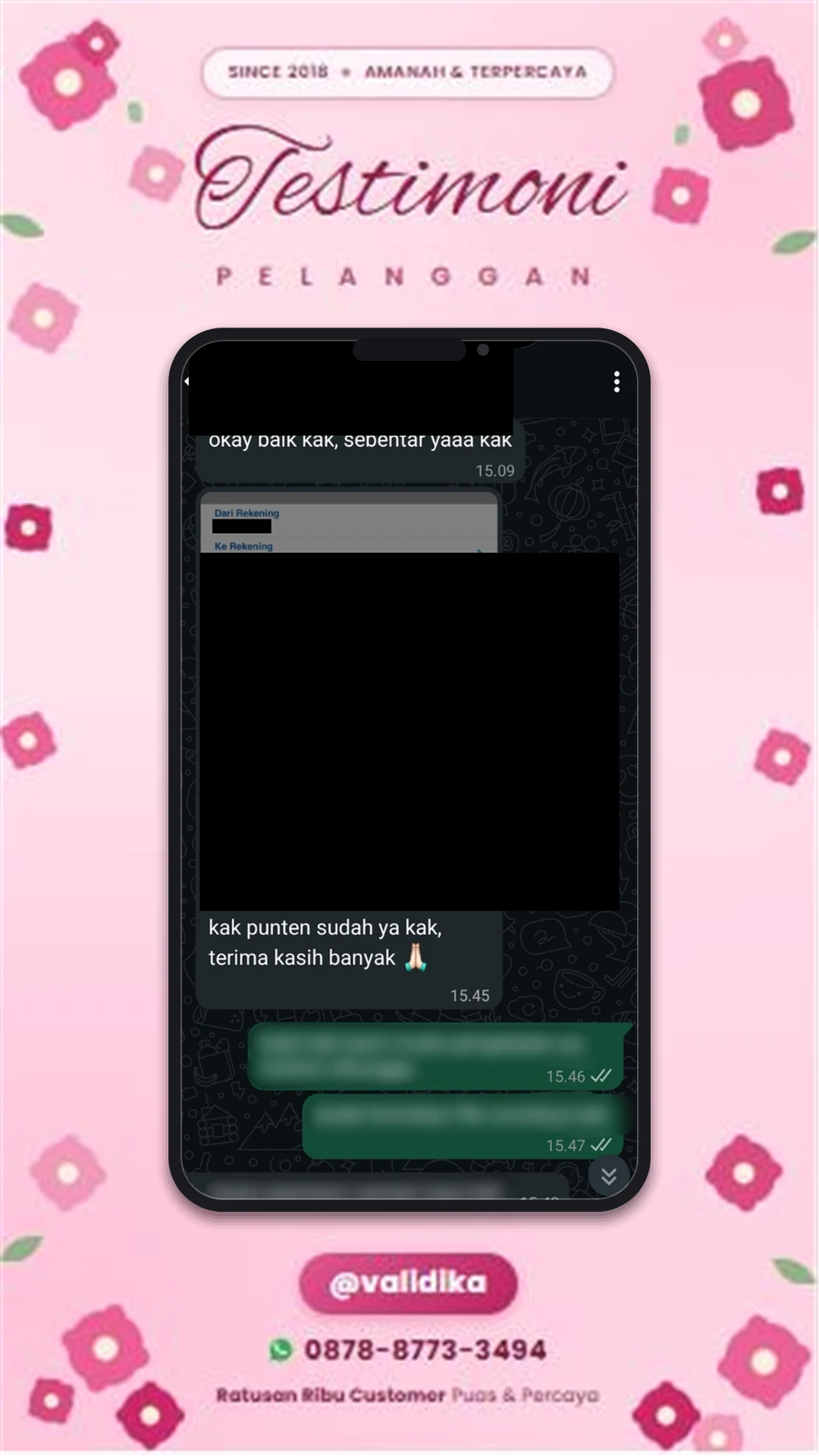 Bukti testimoni pelanggan