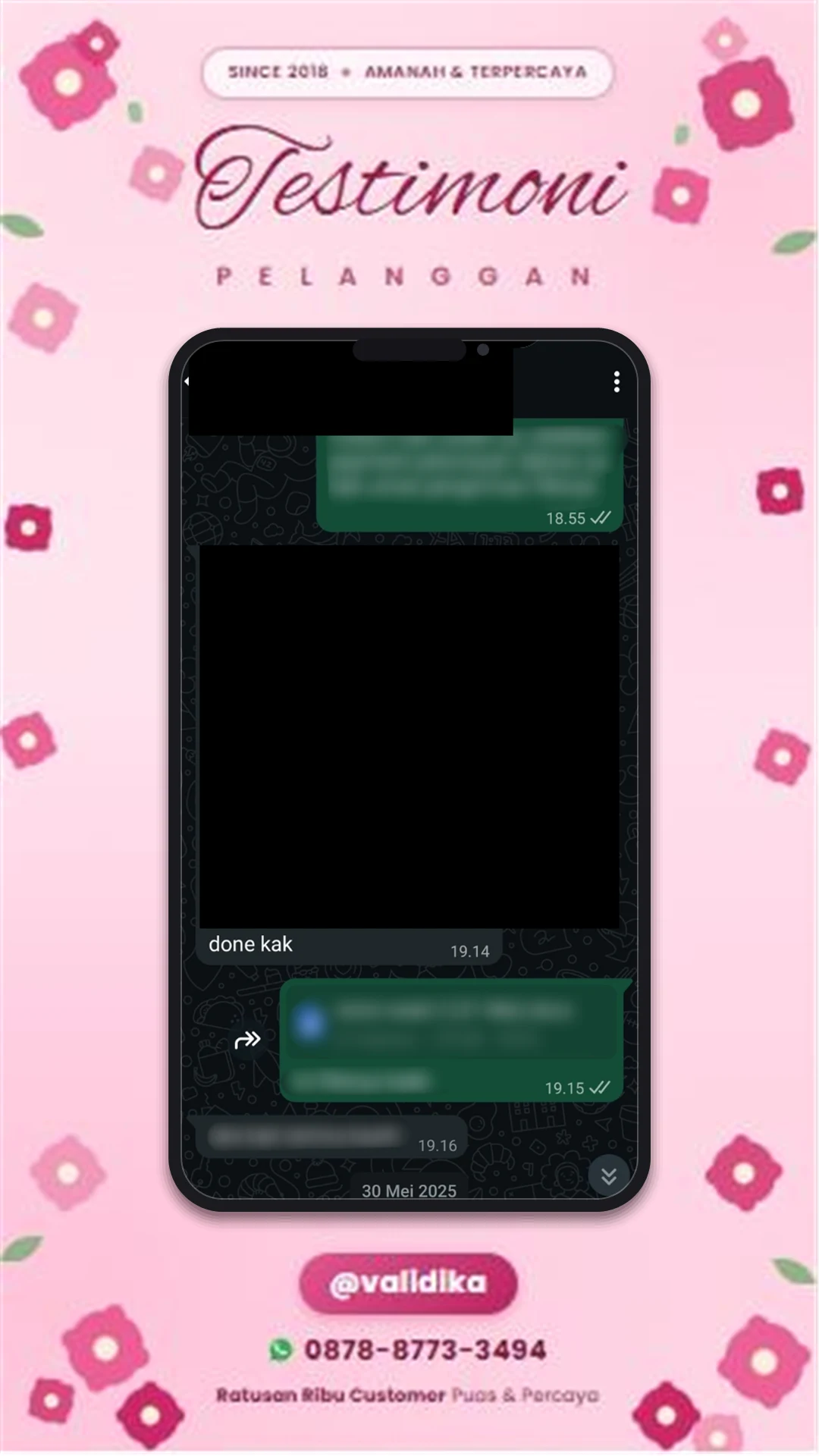 Bukti testimoni pelanggan