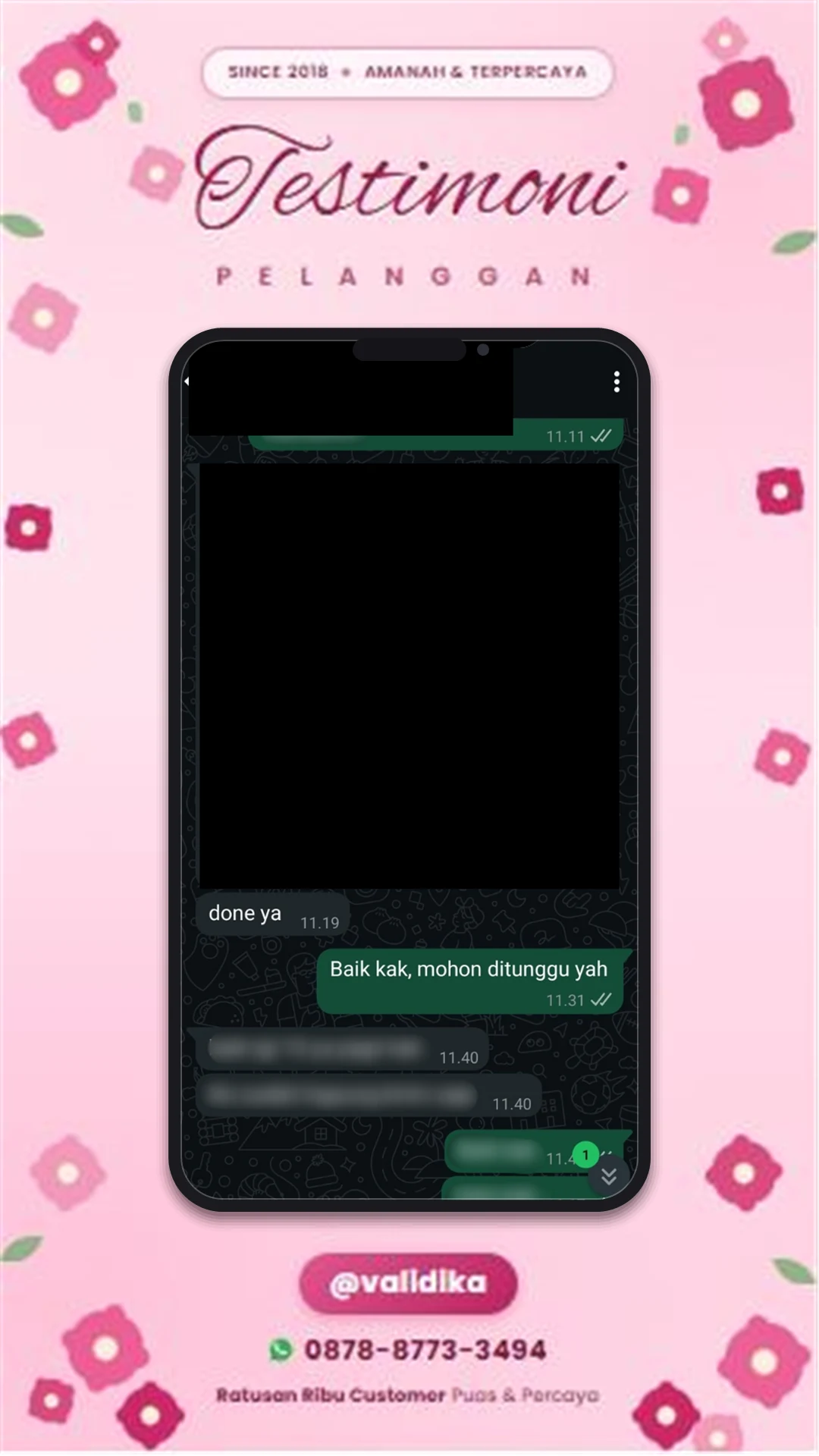 Bukti testimoni pelanggan