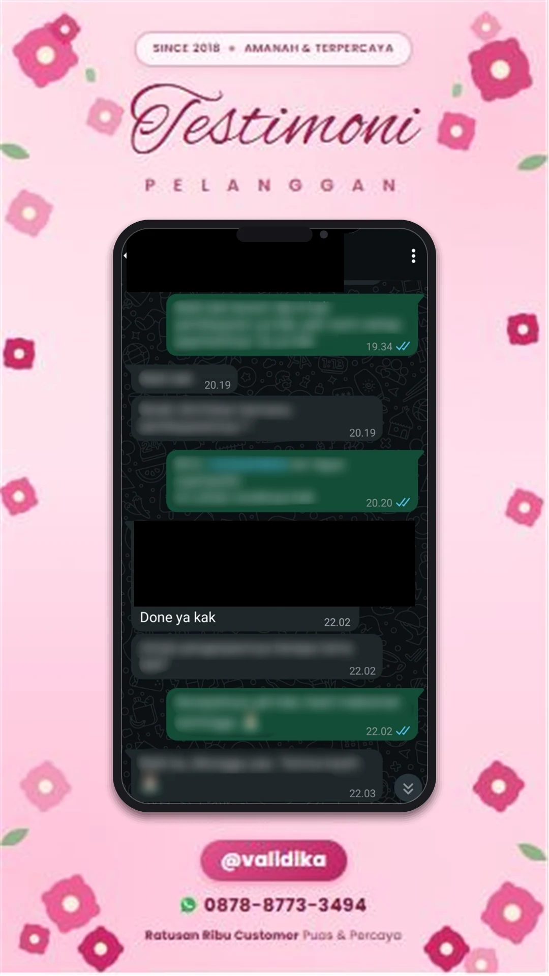 Bukti testimoni pelanggan
