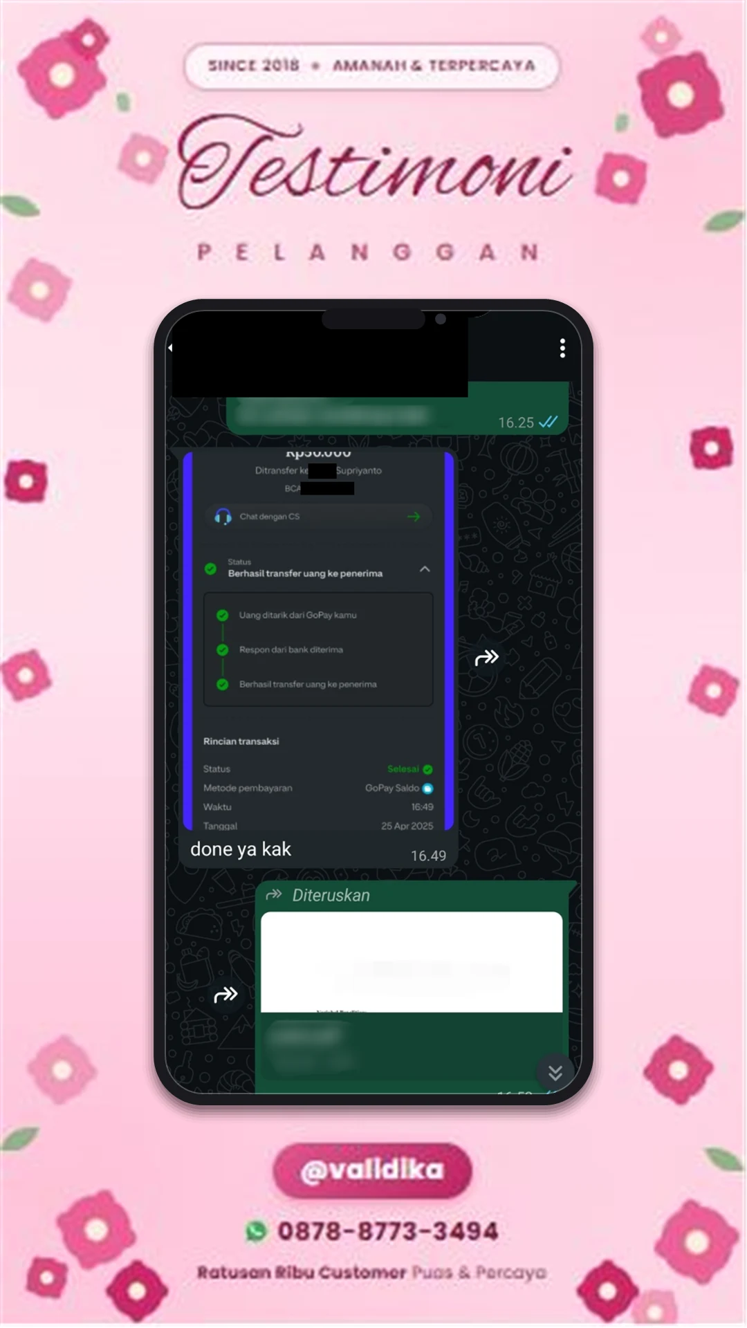 Bukti testimoni pelanggan