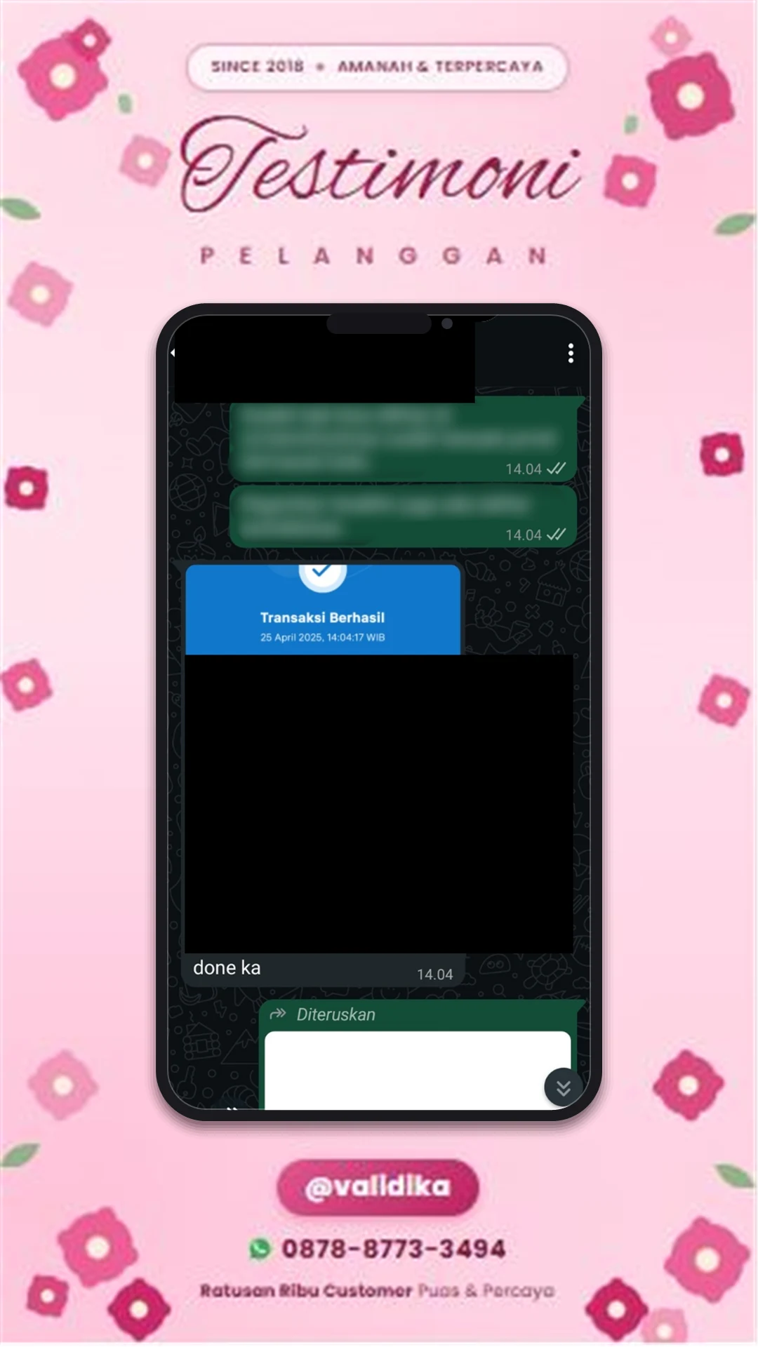 Bukti testimoni pelanggan