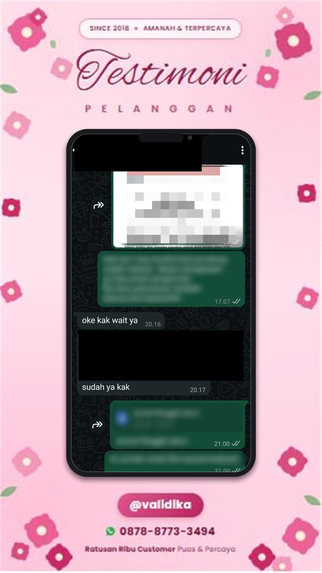 Bukti testimoni pelanggan