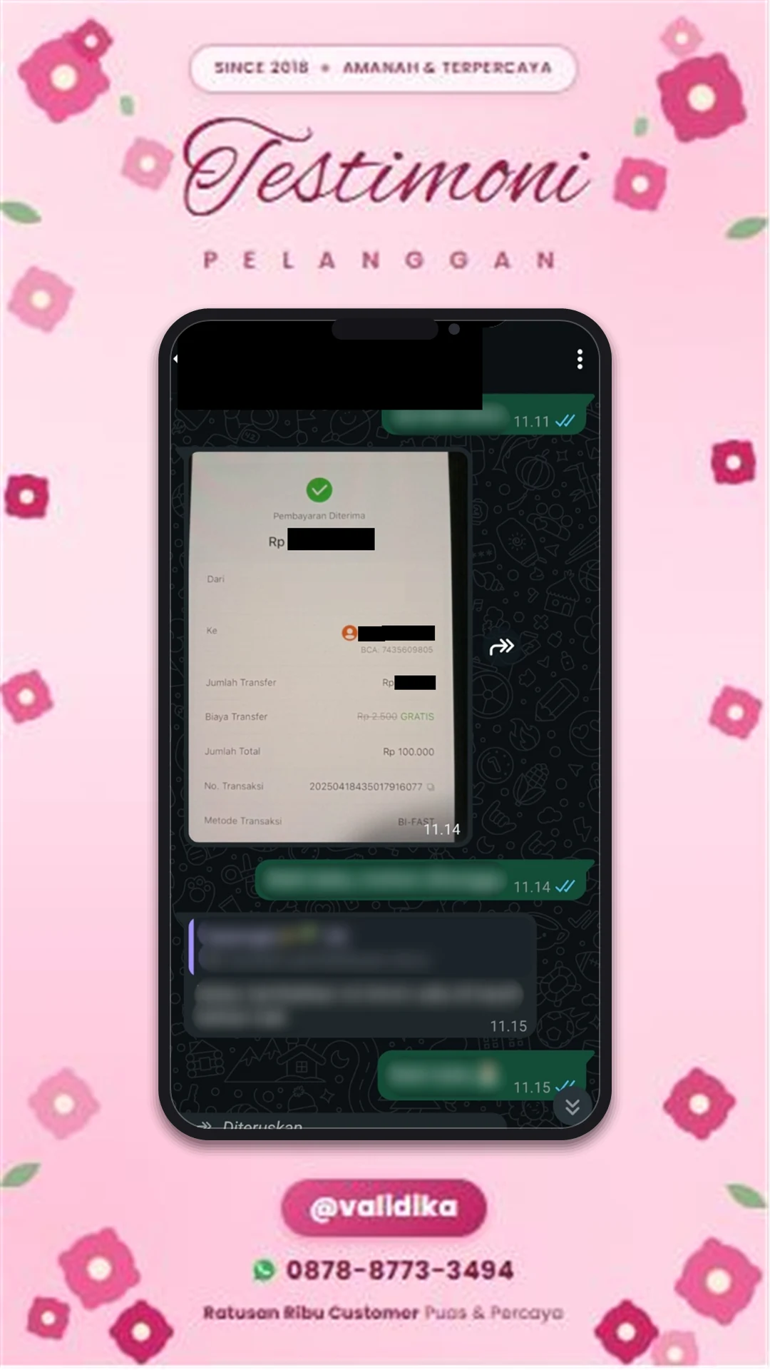 Bukti testimoni pelanggan