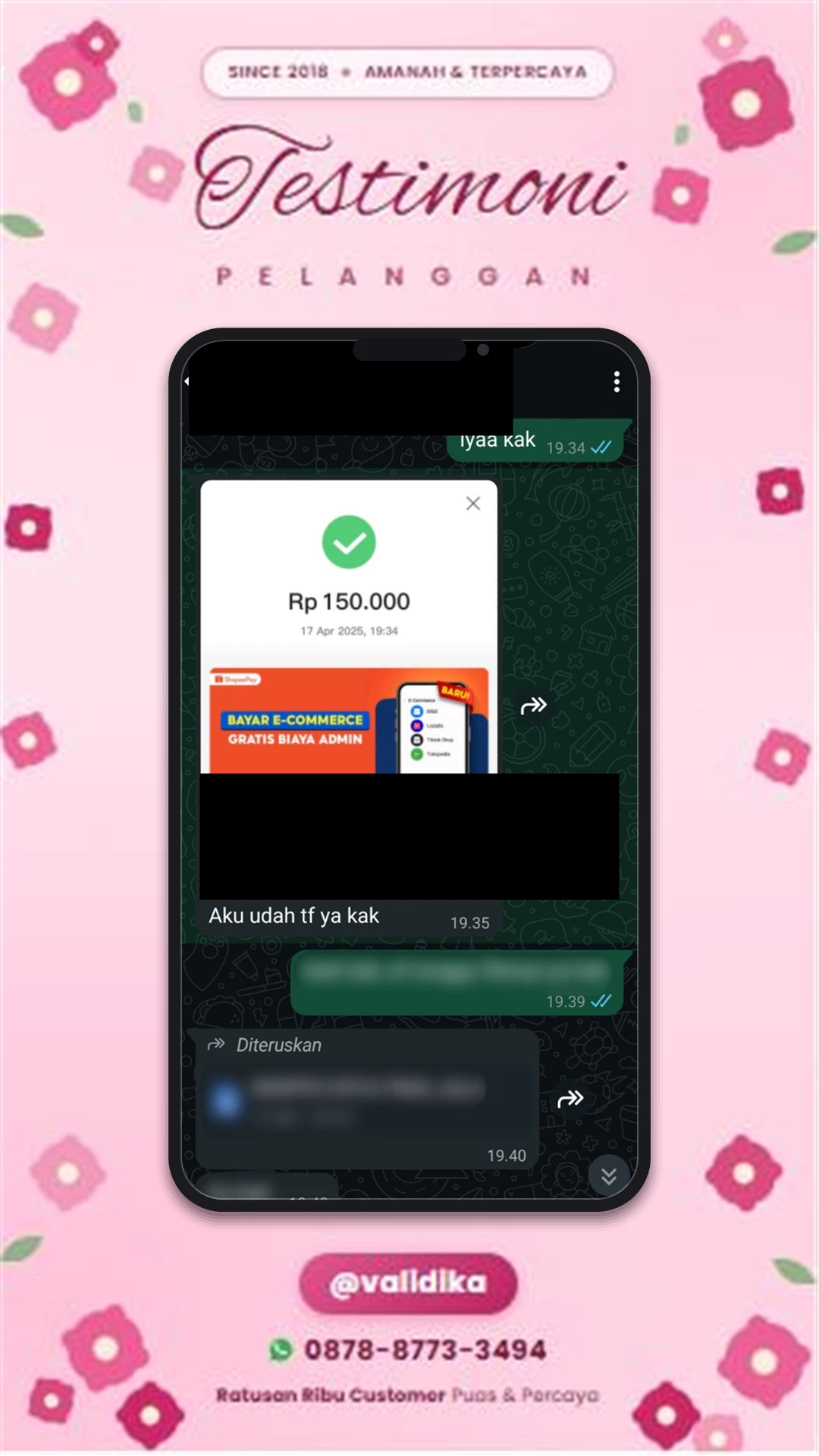 Bukti testimoni pelanggan