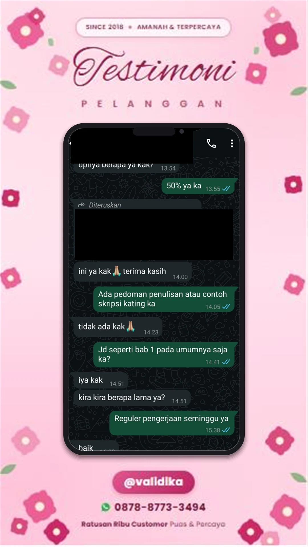 Bukti testimoni pelanggan