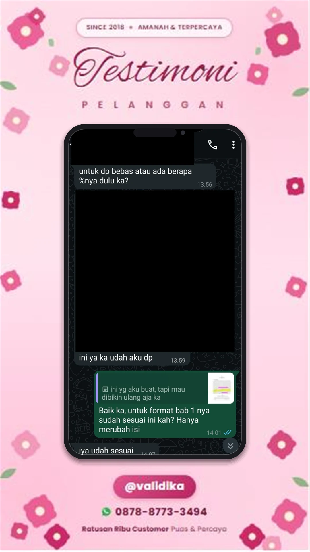 Bukti testimoni pelanggan