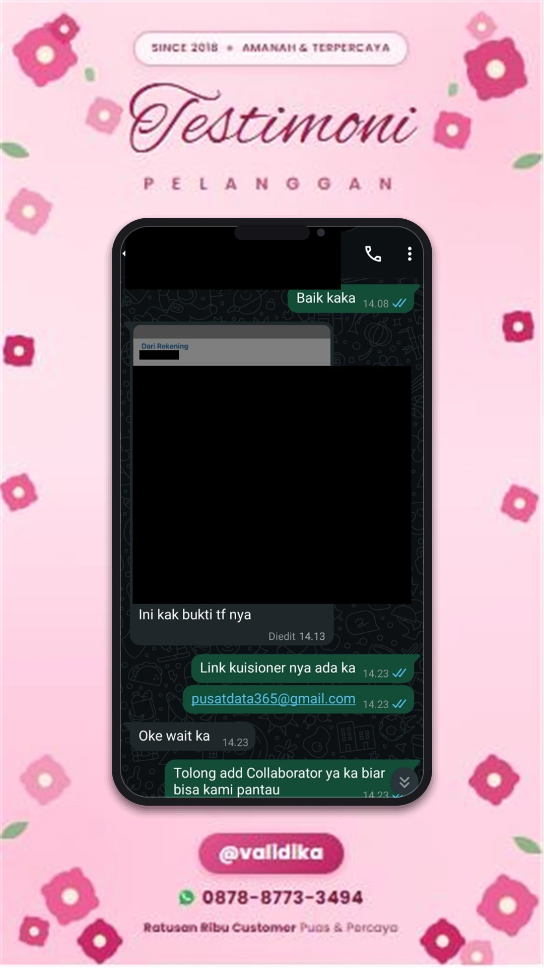 Bukti testimoni pelanggan
