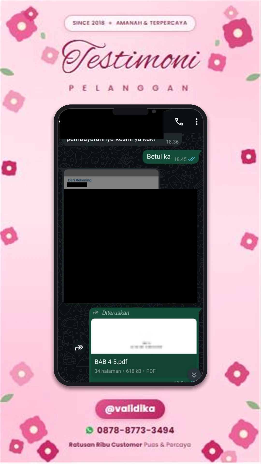 Bukti testimoni pelanggan