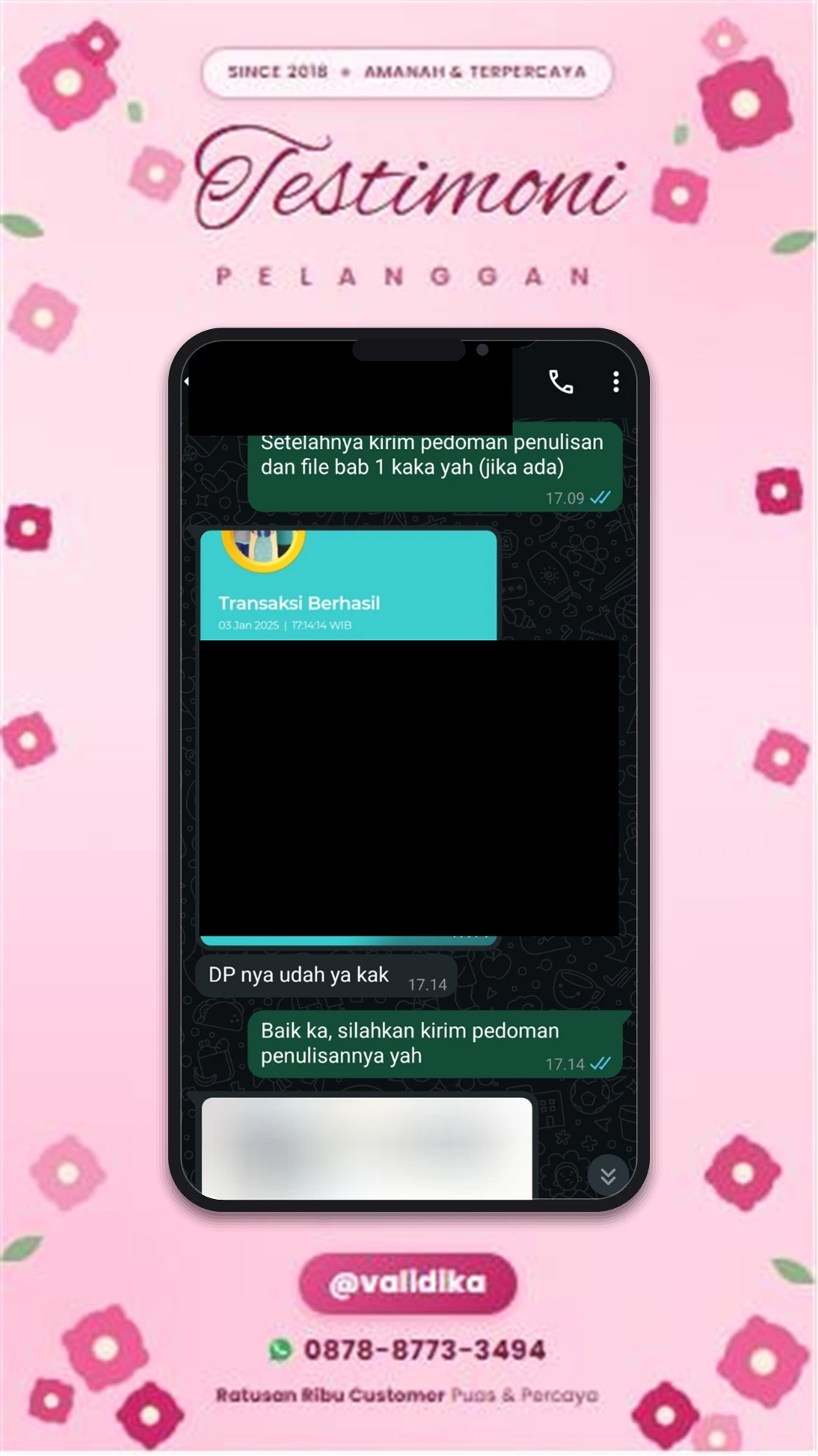 Bukti testimoni pelanggan