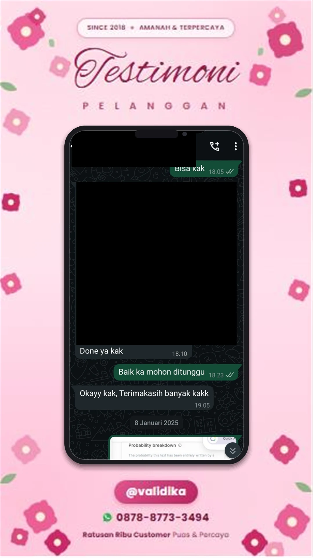 Bukti testimoni pelanggan