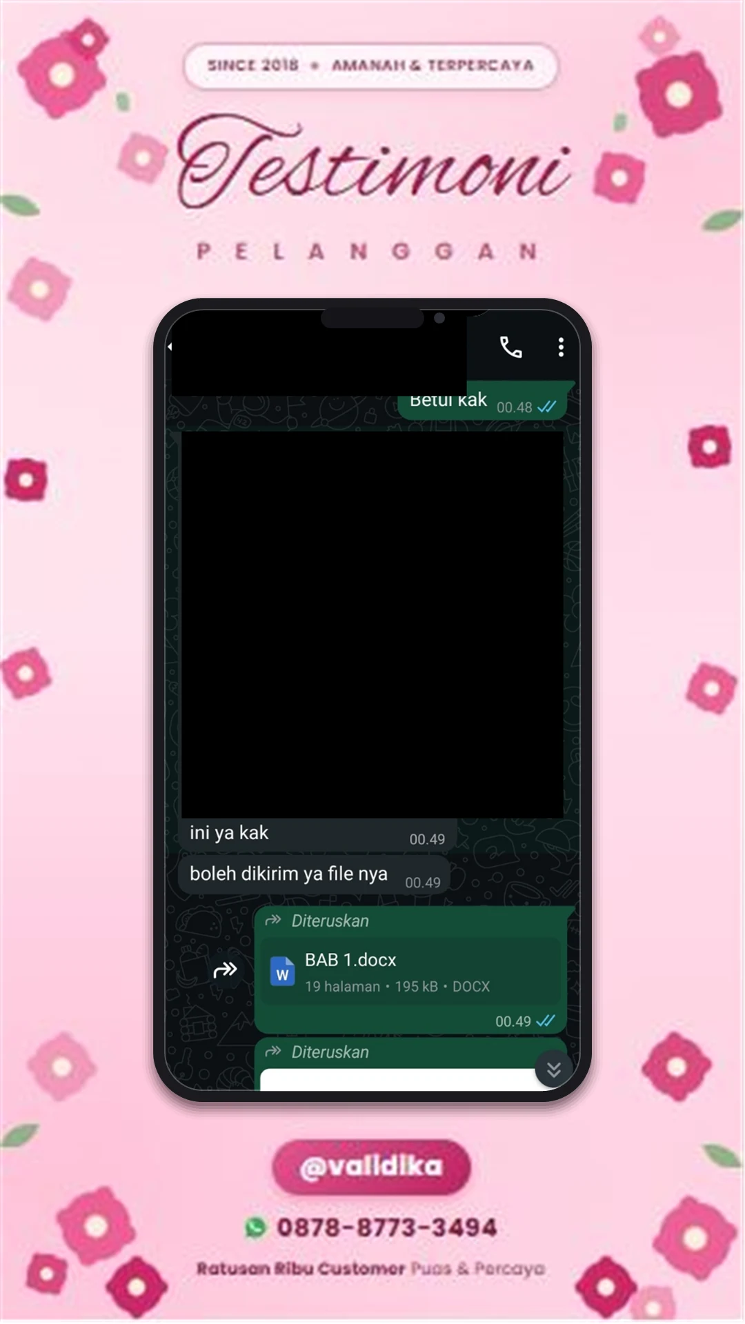 Bukti testimoni pelanggan