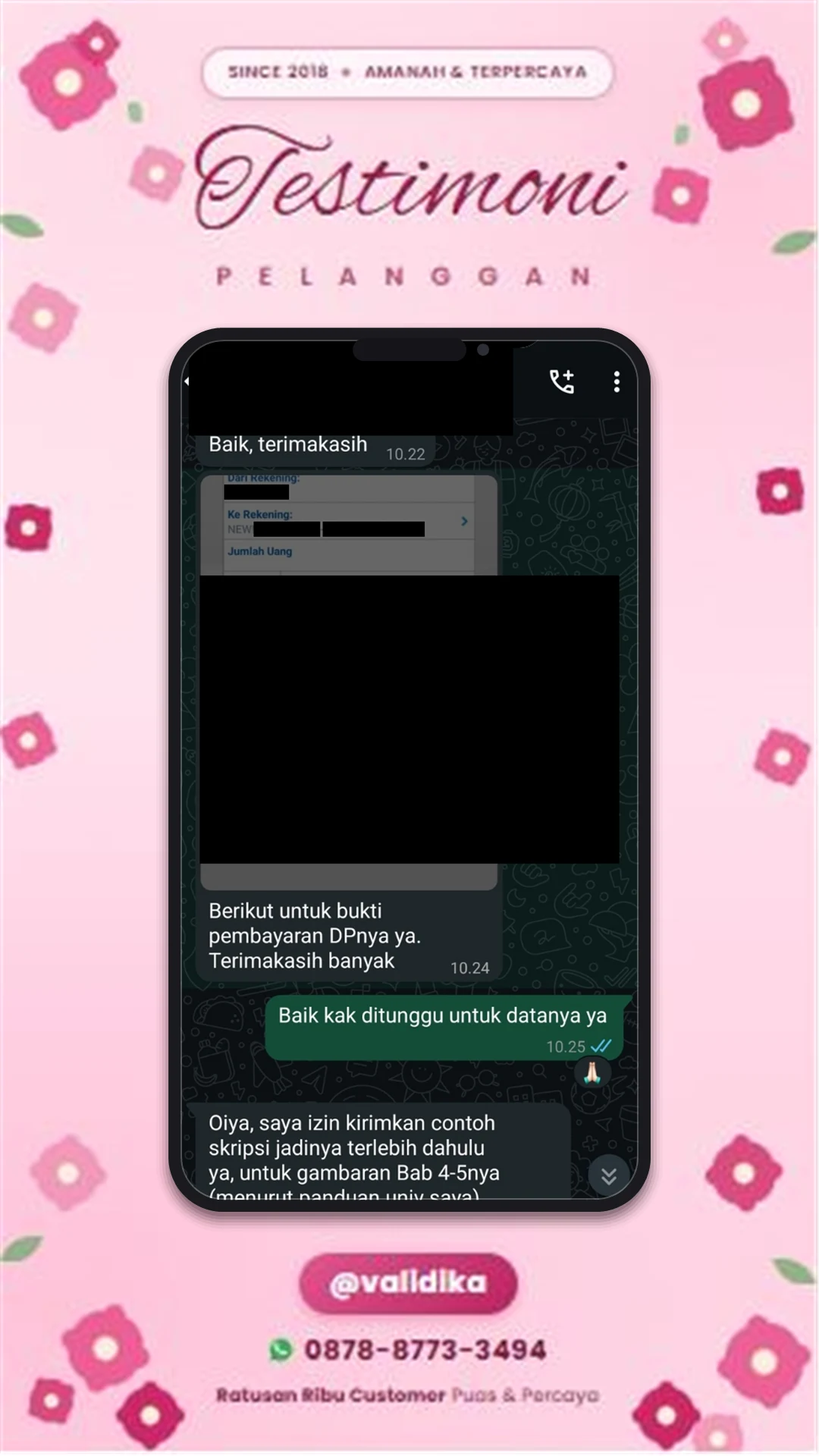 Bukti testimoni pelanggan