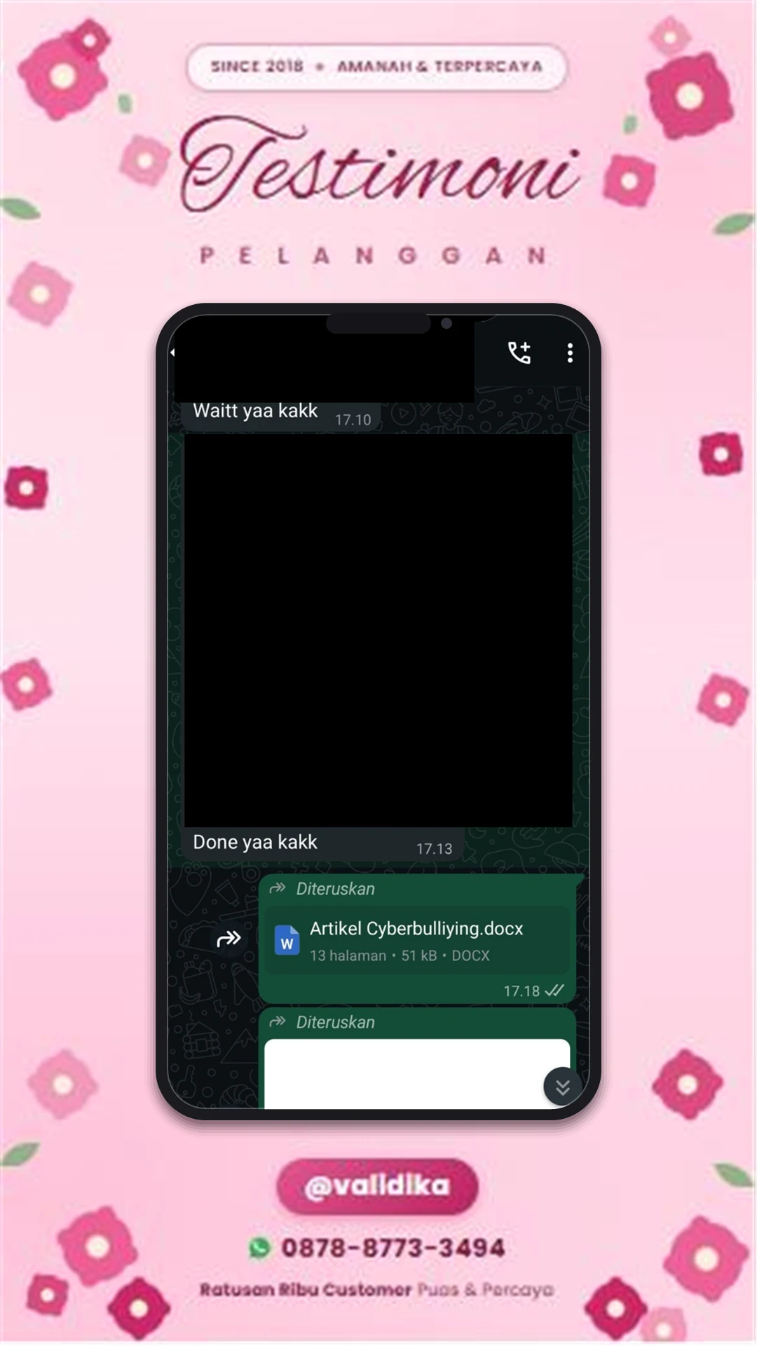 Bukti testimoni pelanggan