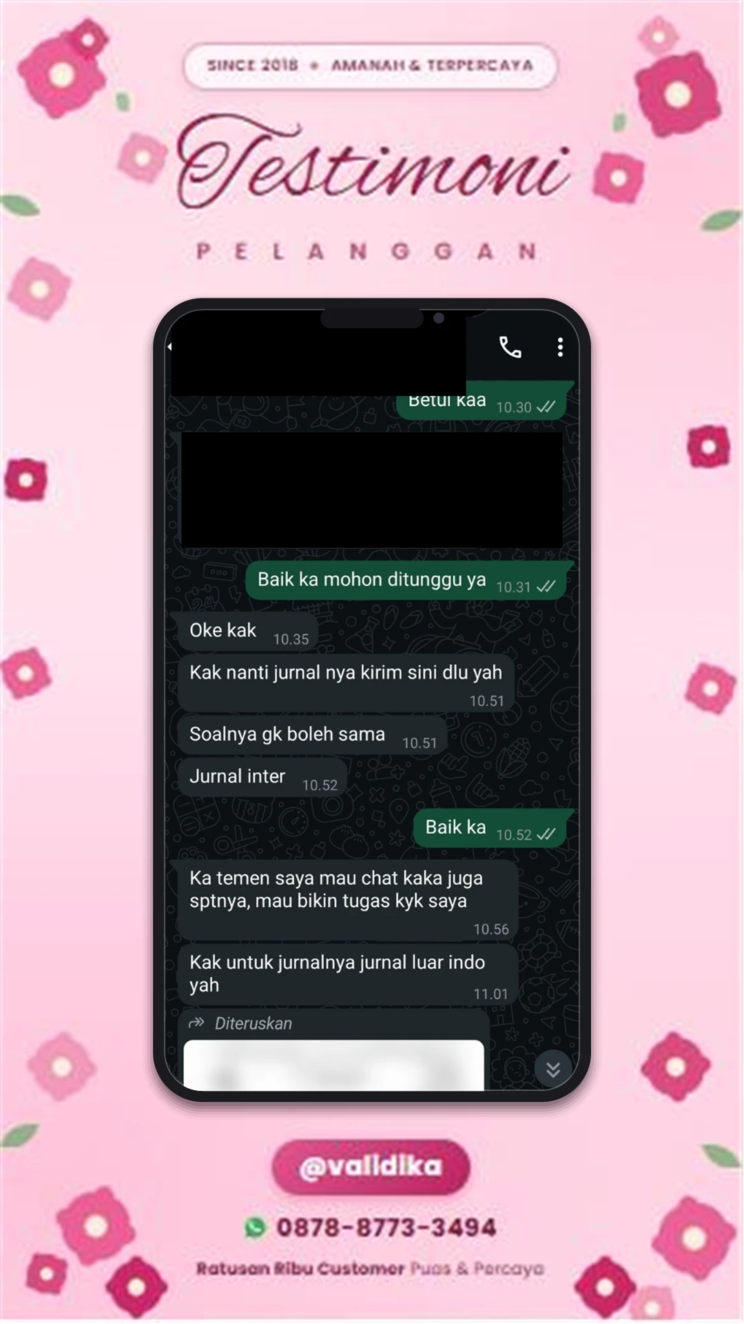 Bukti testimoni pelanggan