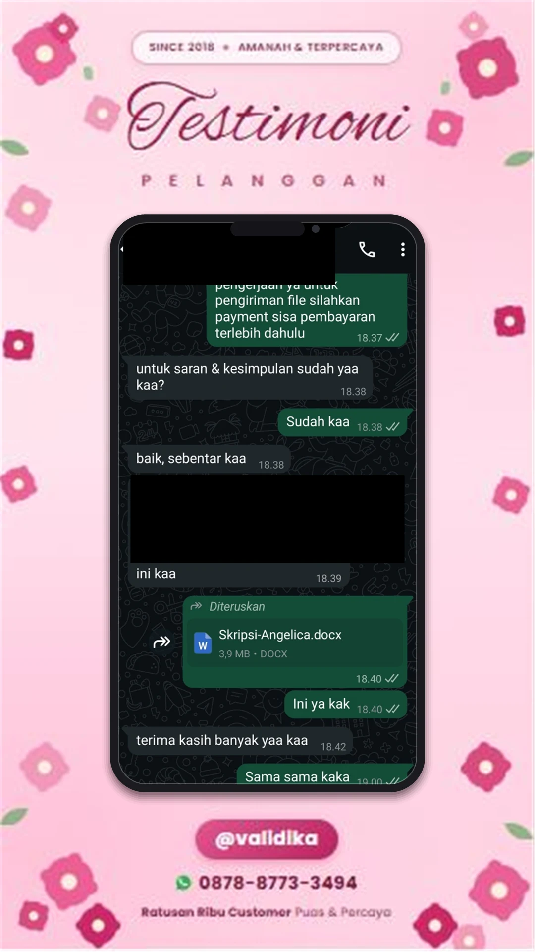 Bukti testimoni pelanggan
