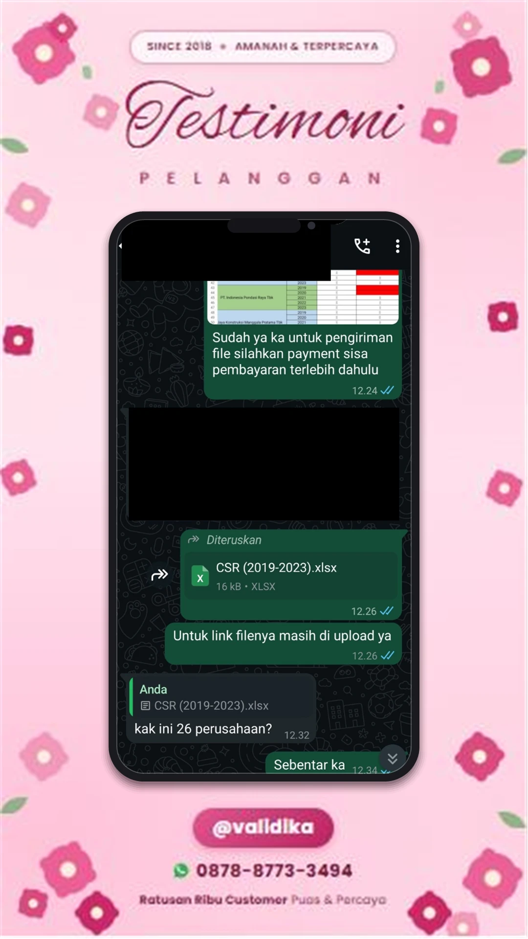 Bukti testimoni pelanggan
