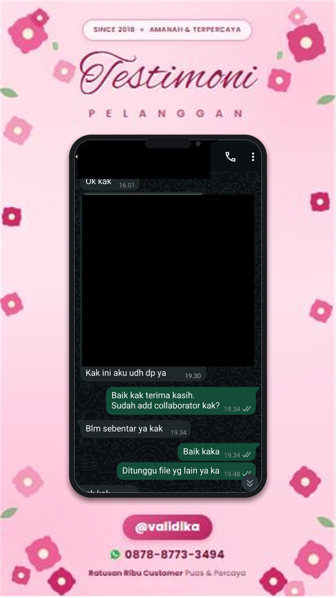 Bukti testimoni pelanggan