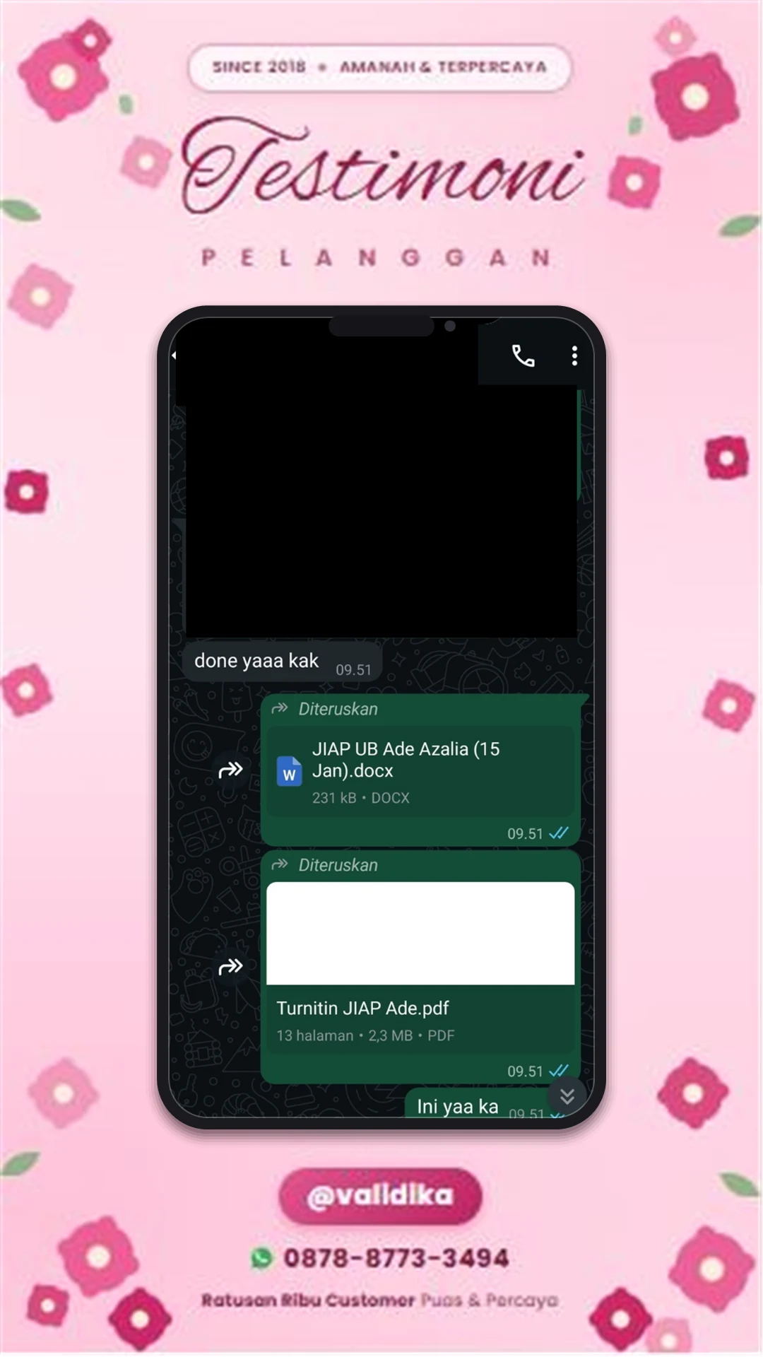 Bukti testimoni pelanggan