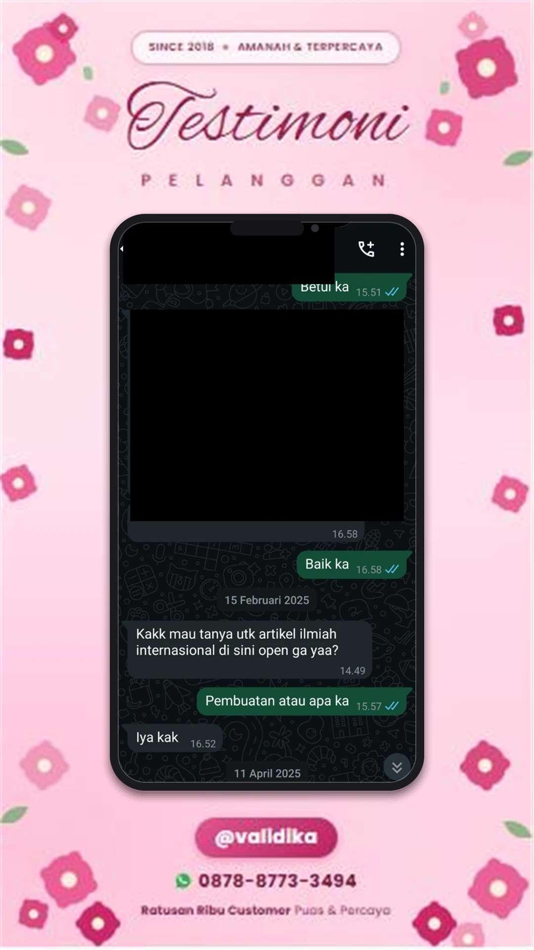 Bukti testimoni pelanggan