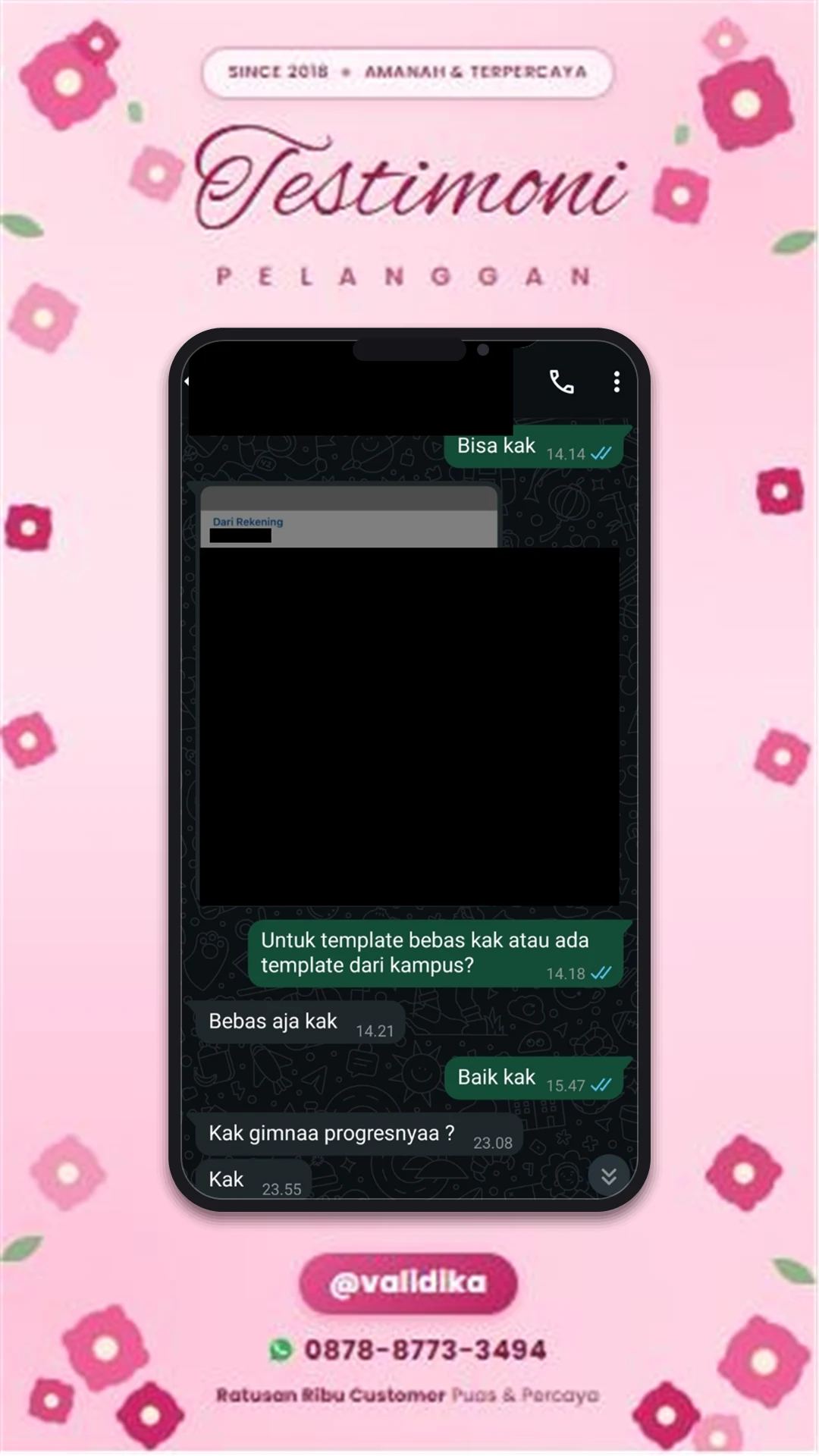 Bukti testimoni pelanggan
