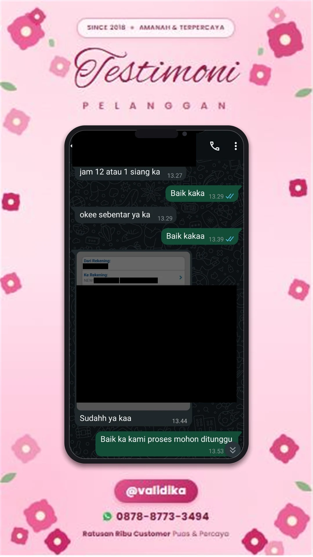 Bukti testimoni pelanggan
