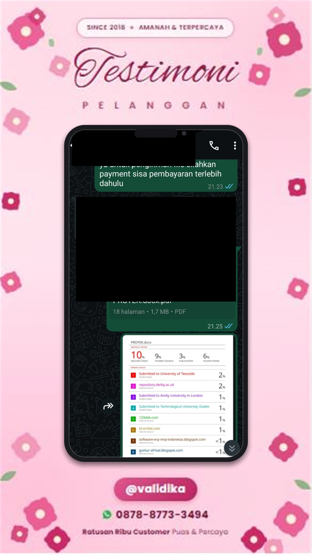 Bukti testimoni pelanggan