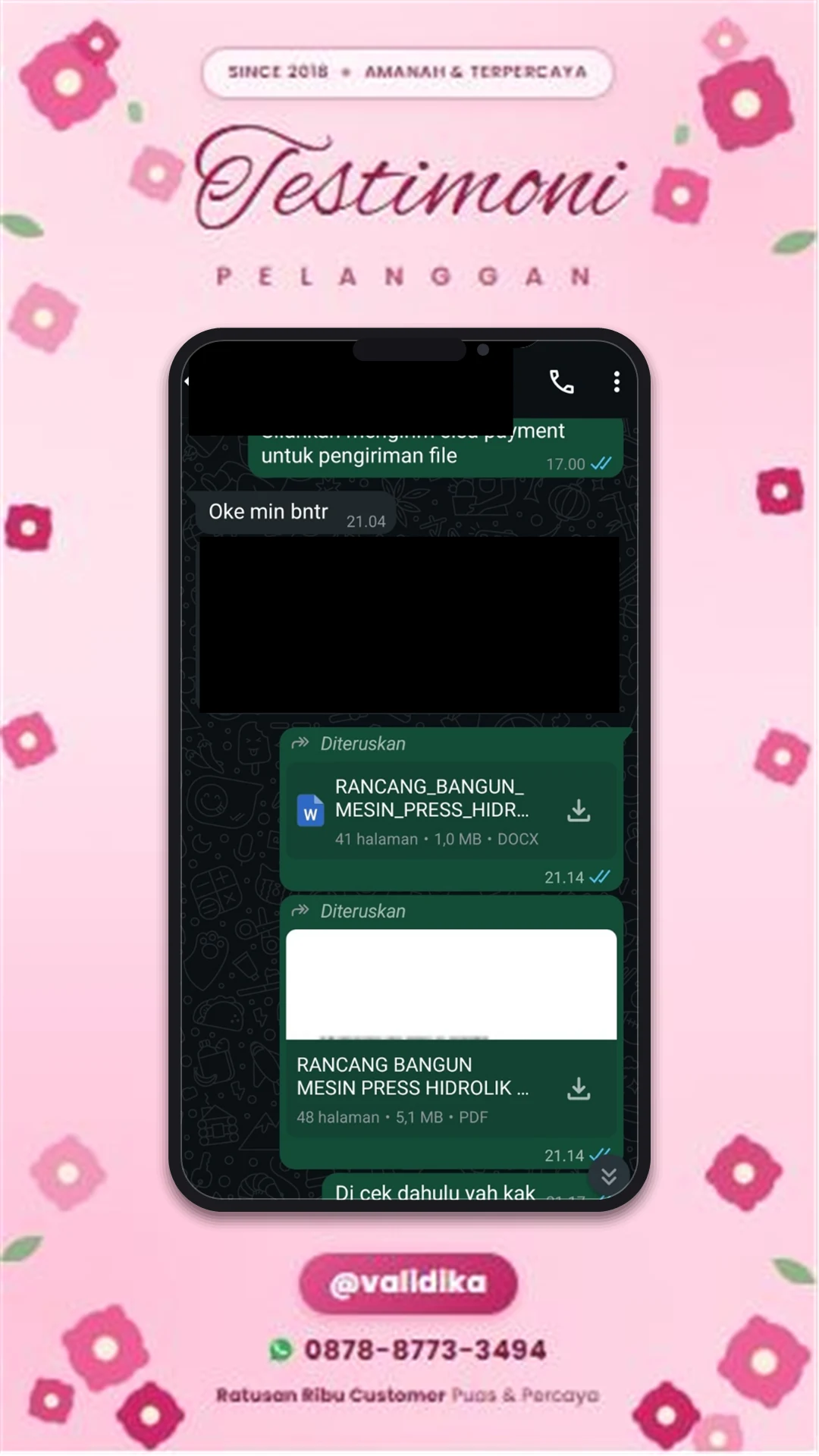 Bukti testimoni pelanggan