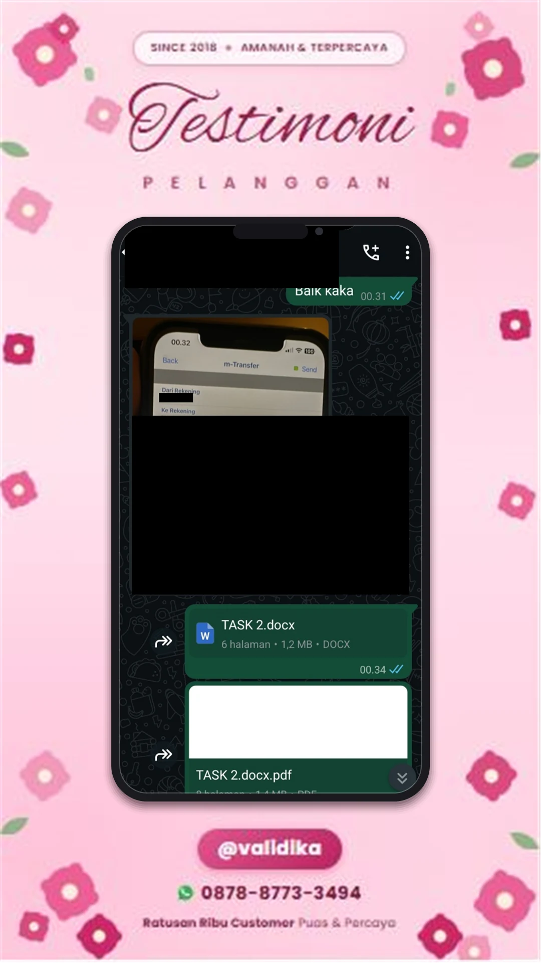 Bukti testimoni pelanggan