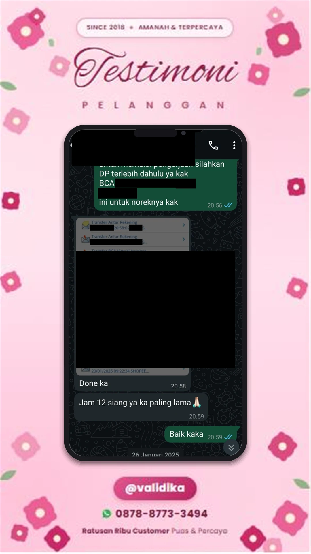 Bukti testimoni pelanggan