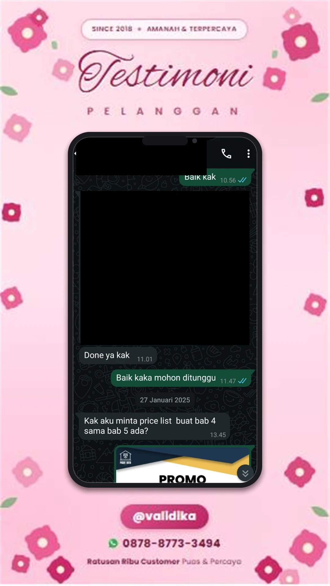 Bukti testimoni pelanggan