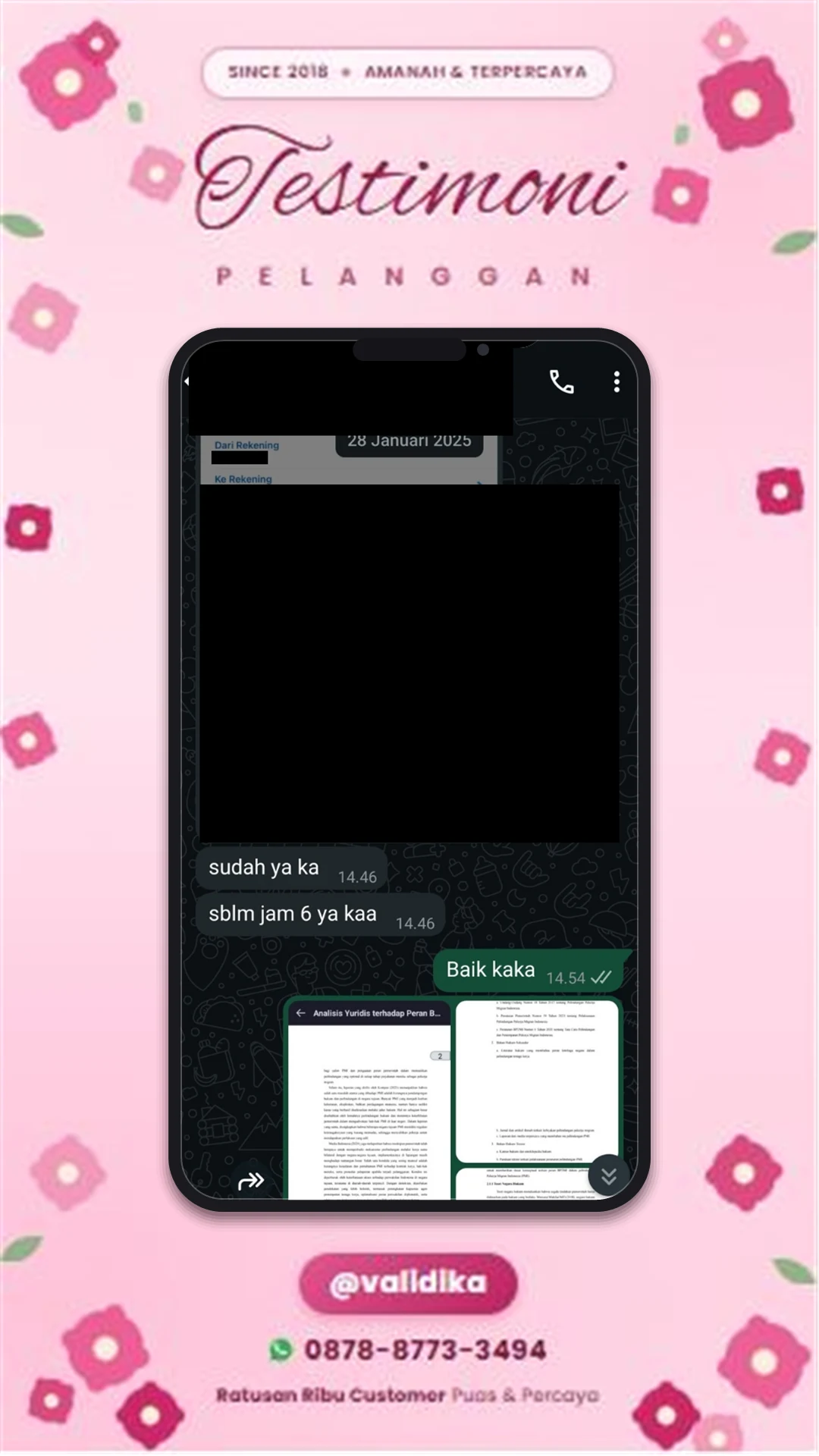 Bukti testimoni pelanggan
