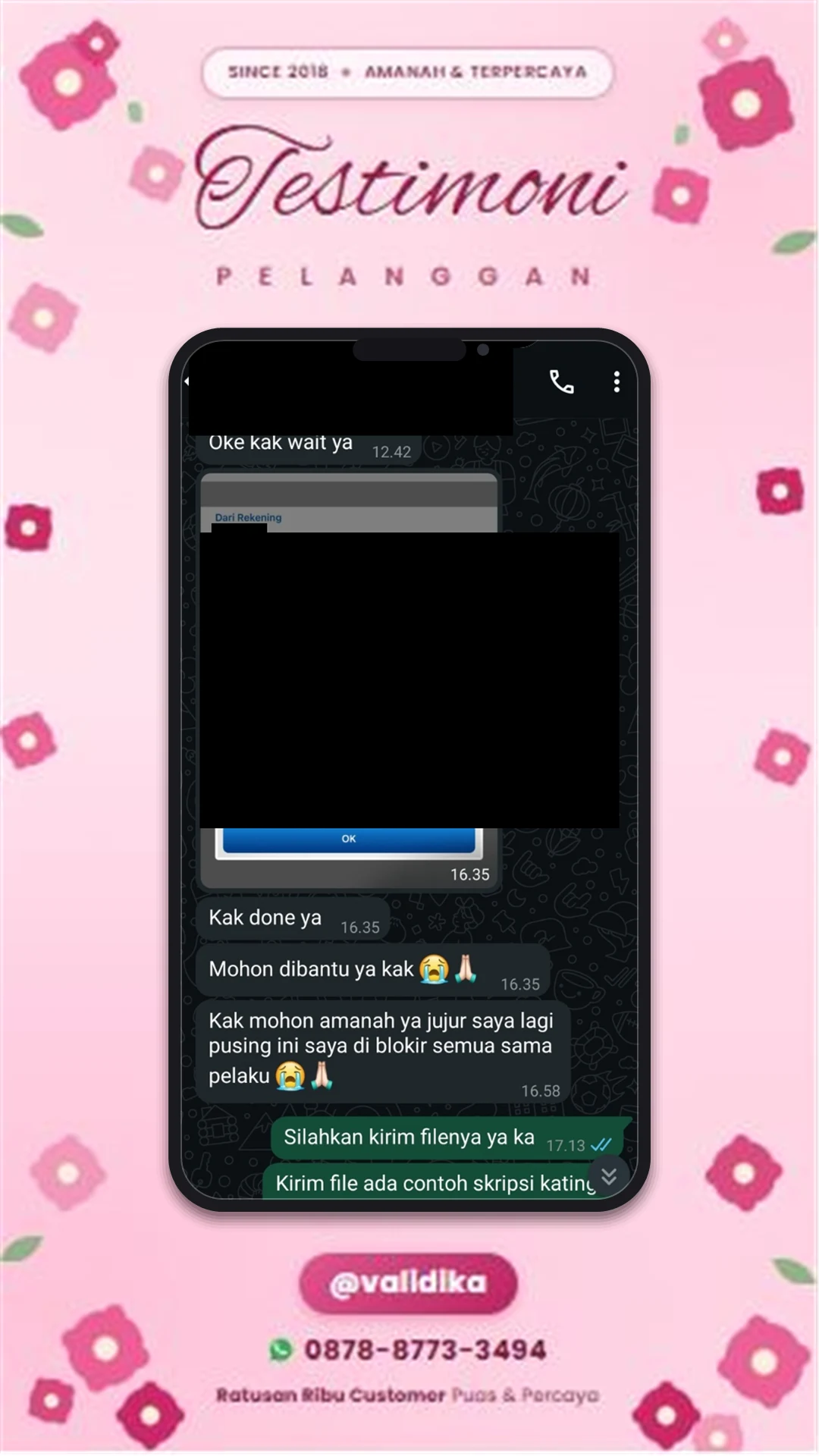 Bukti testimoni pelanggan