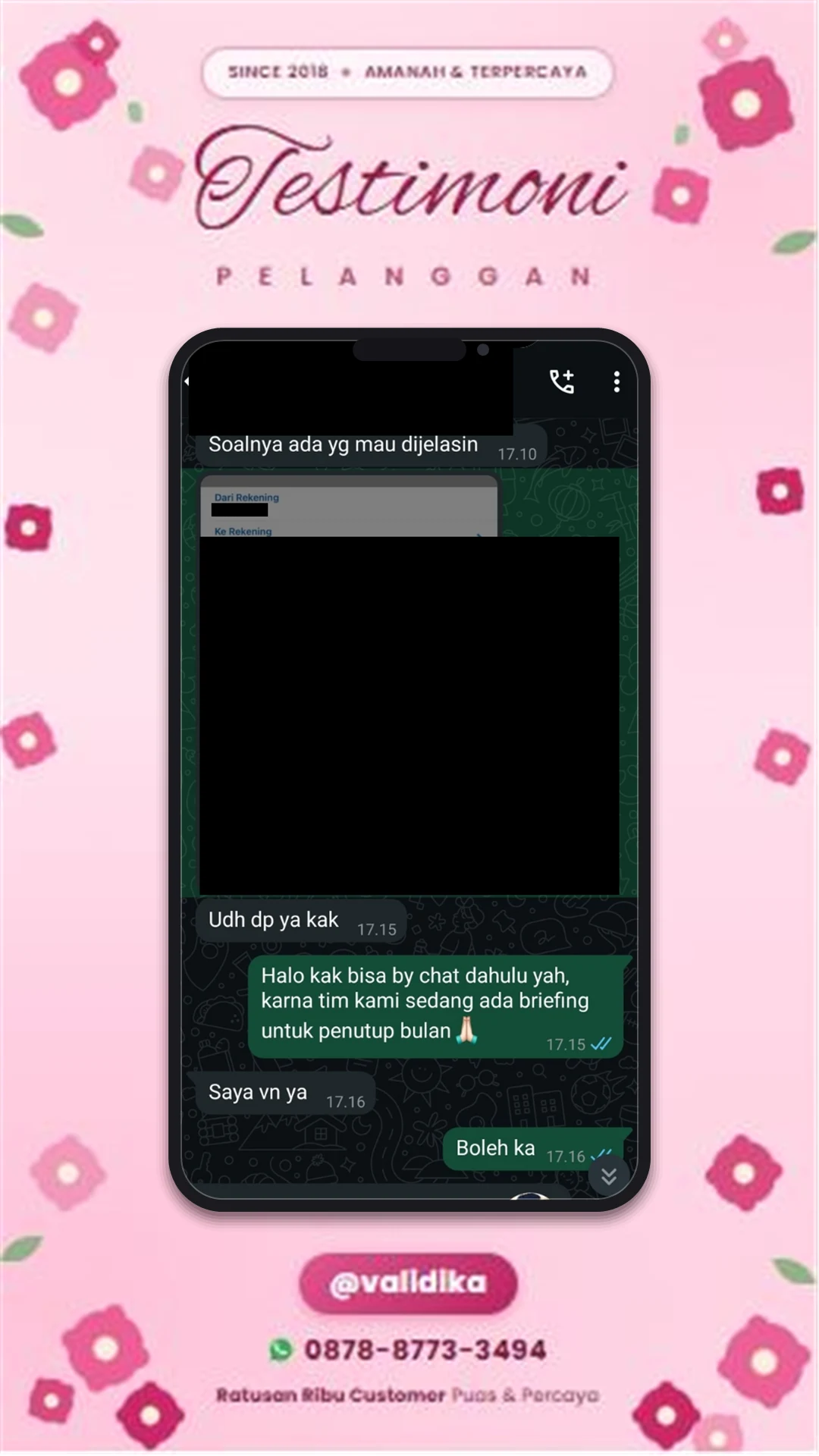 Bukti testimoni pelanggan